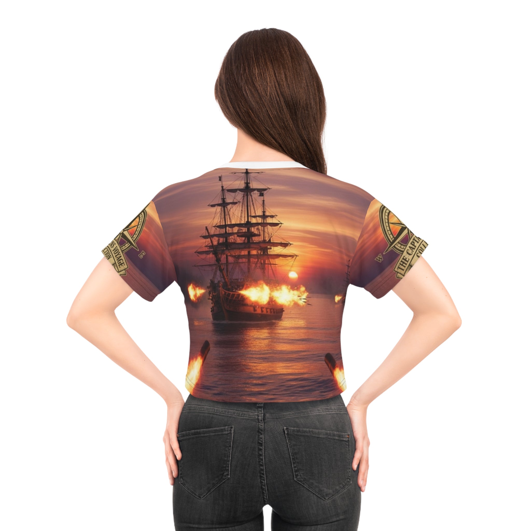 Pirate Adventure Crop Tee — Battle at Sea All-Over Print