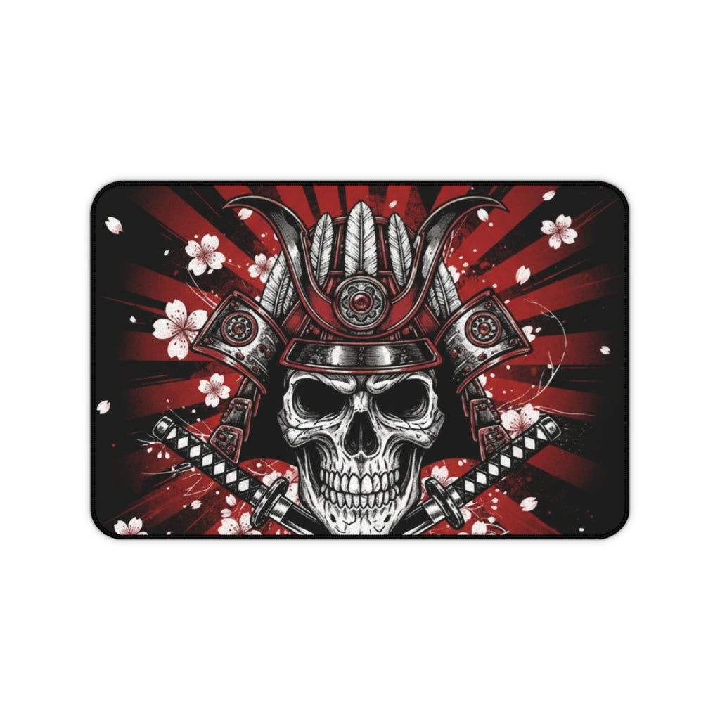Samurai Skull Desk Mat — Red Cherry Blossom Gaming Mousepad