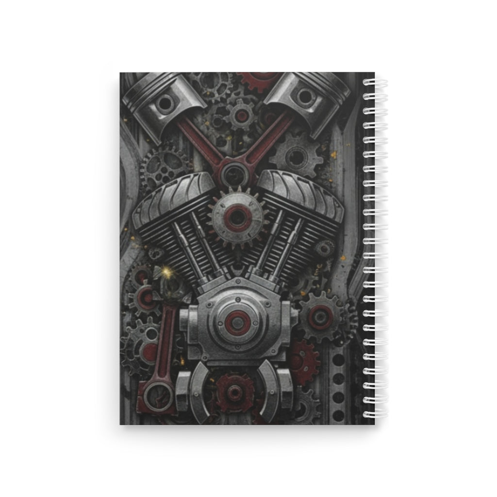 Indian Motorcycle Lightning Engine Spiral Notebook — Biker Journal, Blue Thunder Motorcycle Gift