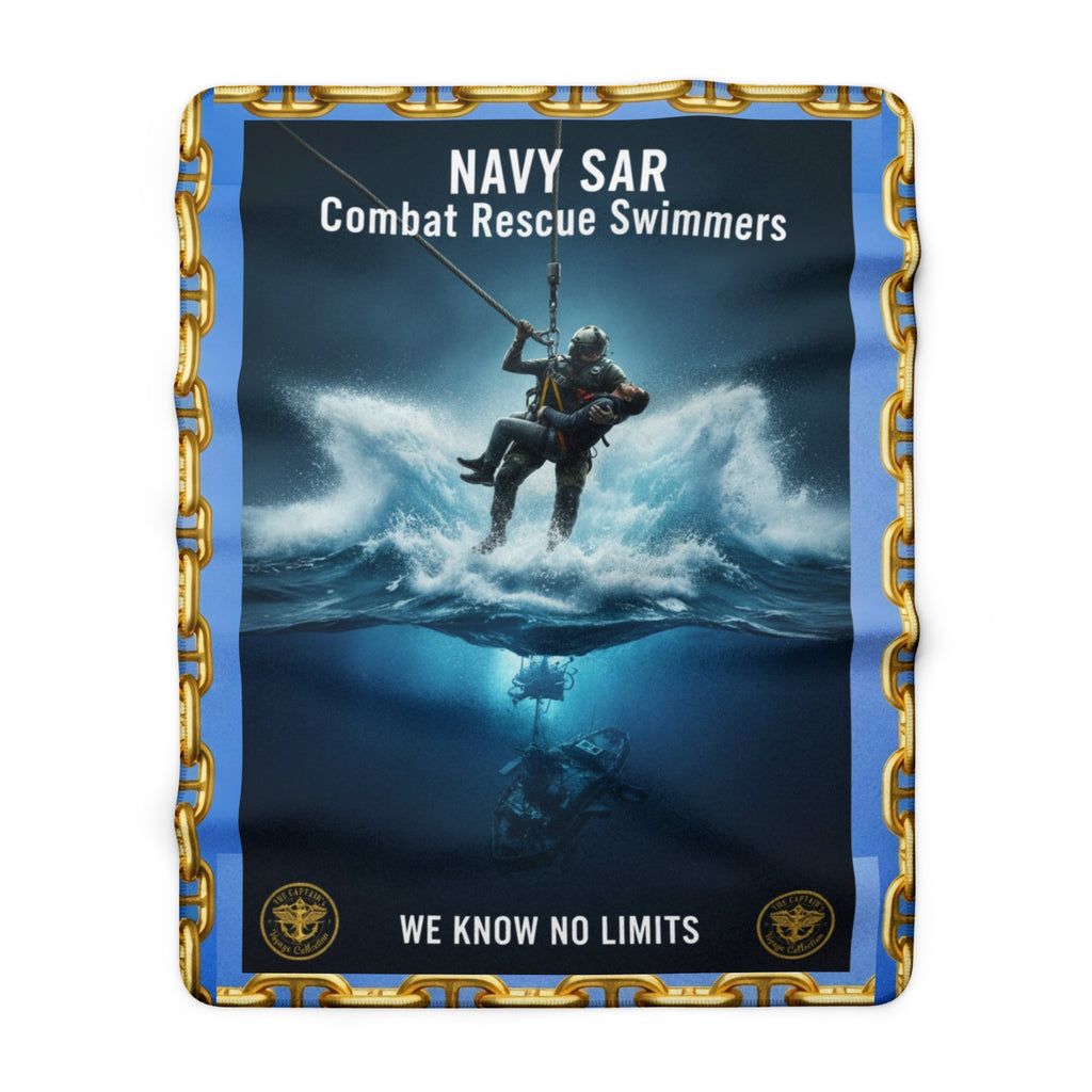 Navy SAR Combat Rescue Swimmers Sherpa Fleece Blanket – "We Know No Limits"
