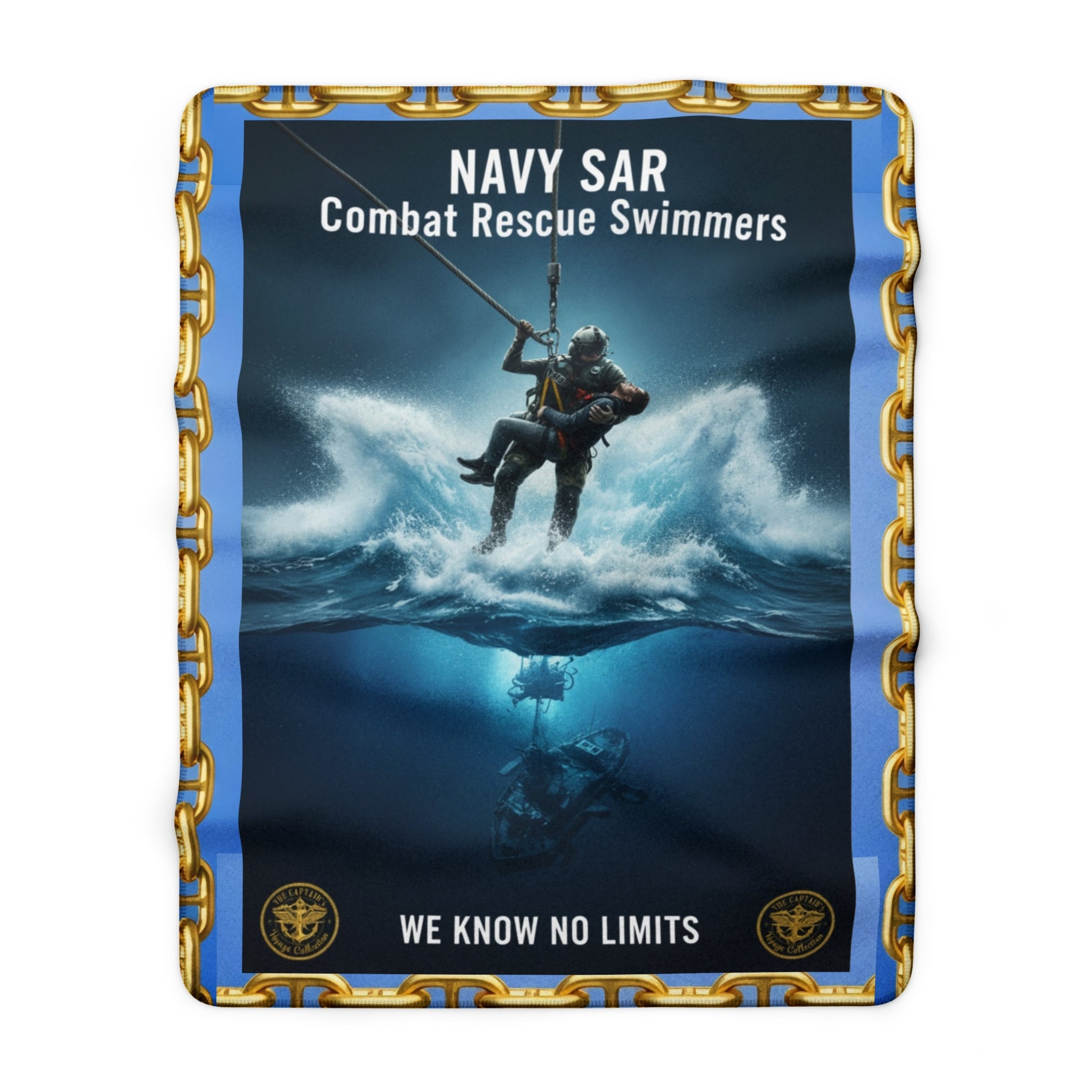 Navy SAR Combat Rescue Swimmers Sherpa Fleece Blanket – "We Know No Limits"
