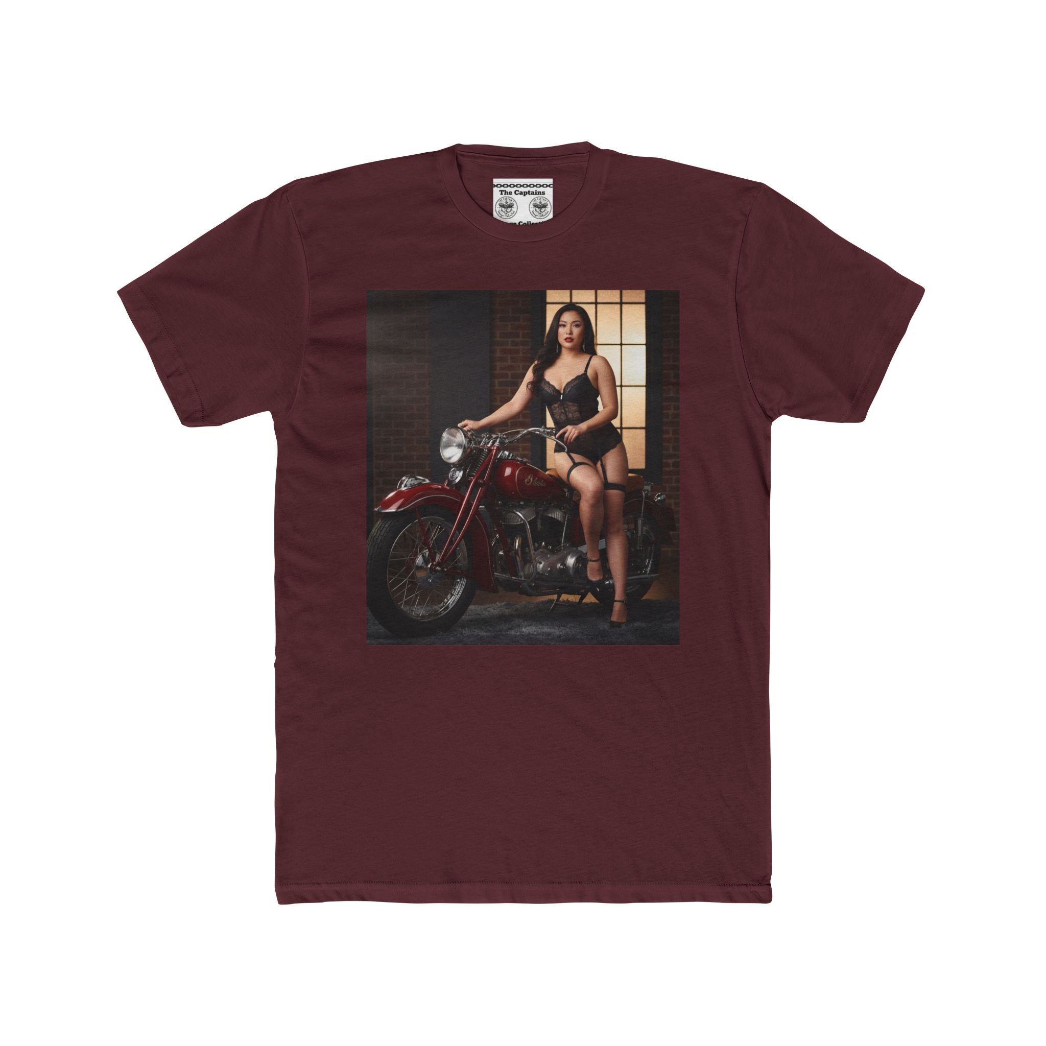 Vintage Motorcycle Pinup Tee — Retro Biker Photo Graphic T-Shirt