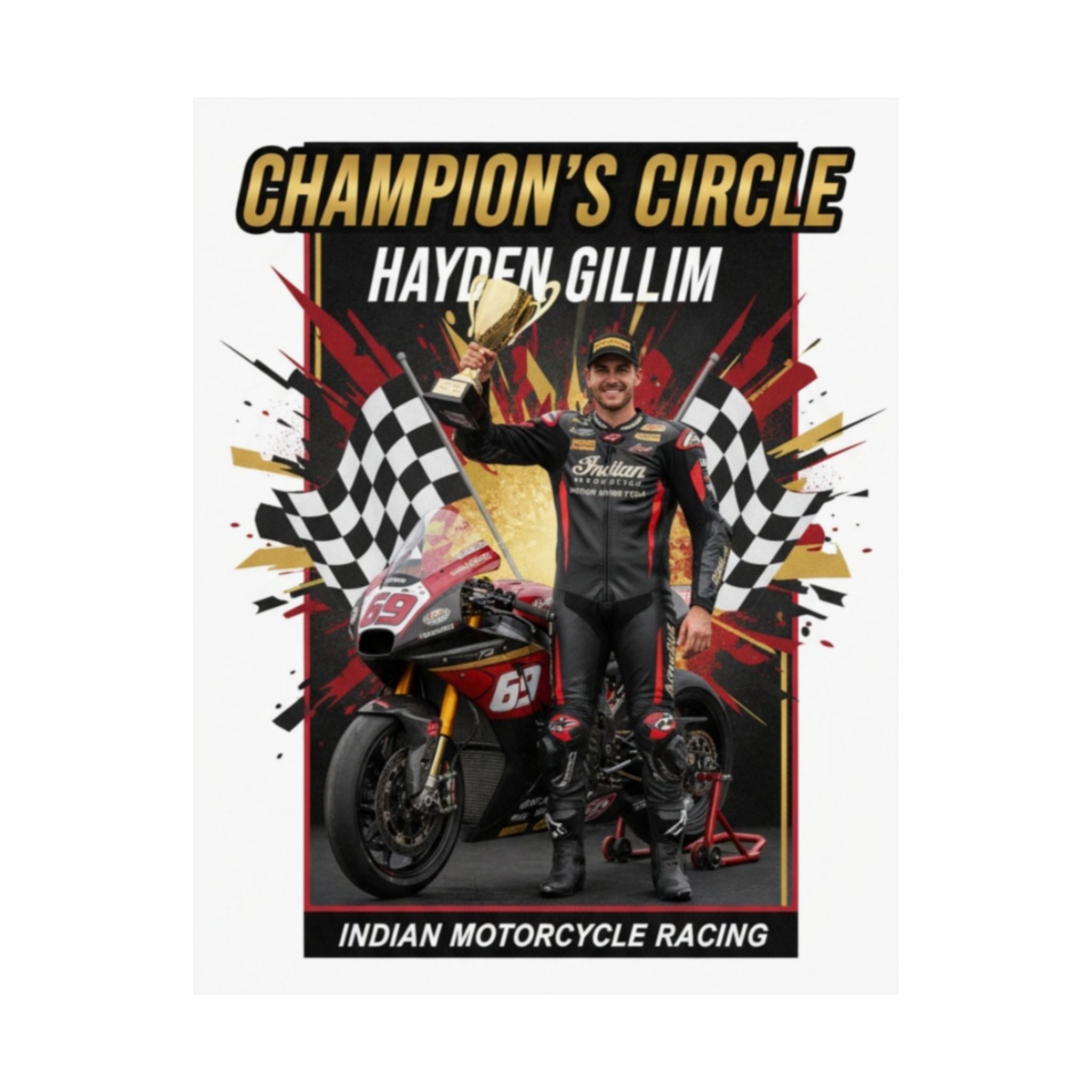 Champion's Circle Motorcycle Racing Poster — Hayden Gillim Matte Vertical Print
