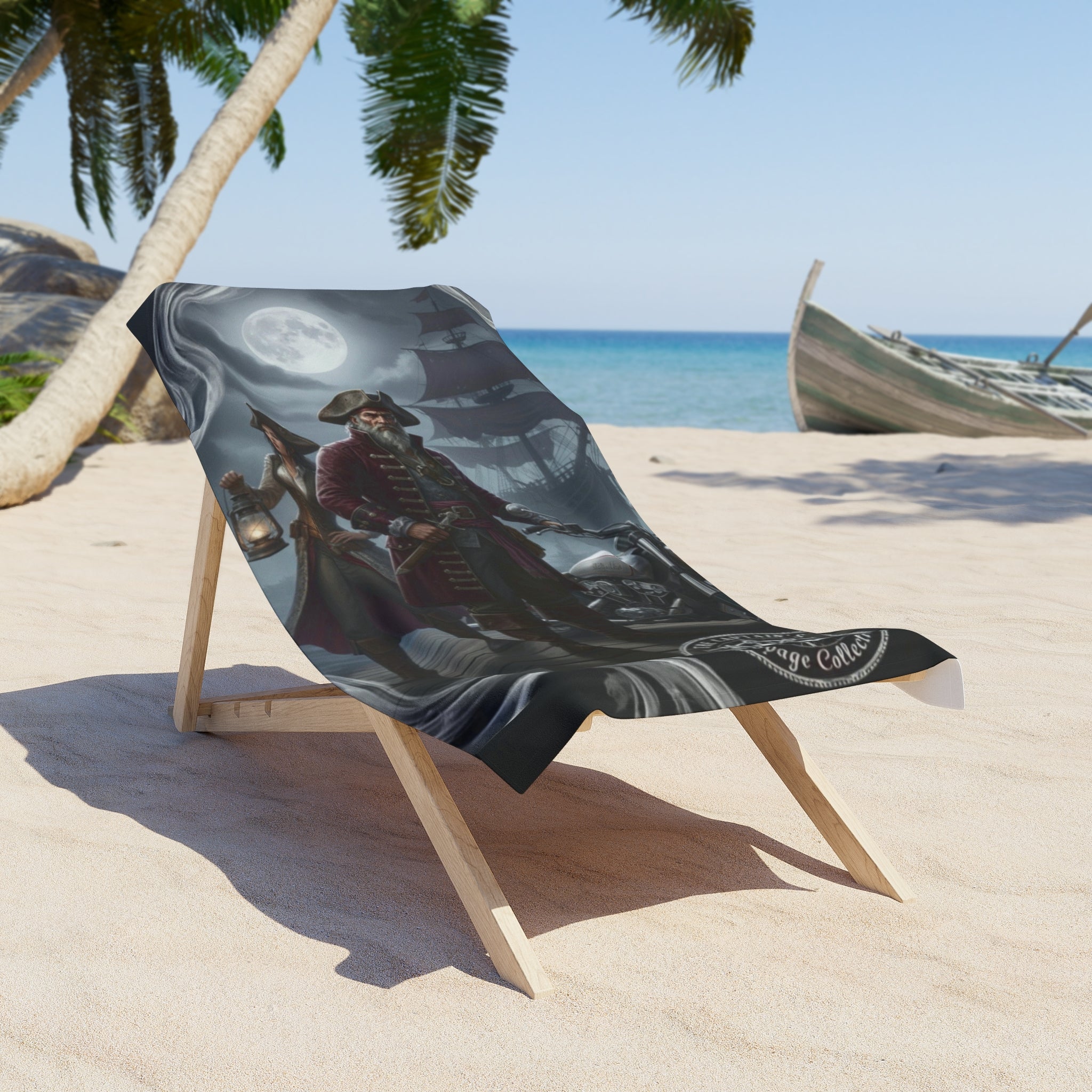 Pirate Captain Beach Towel – Gothic Moonlit Ship Design
