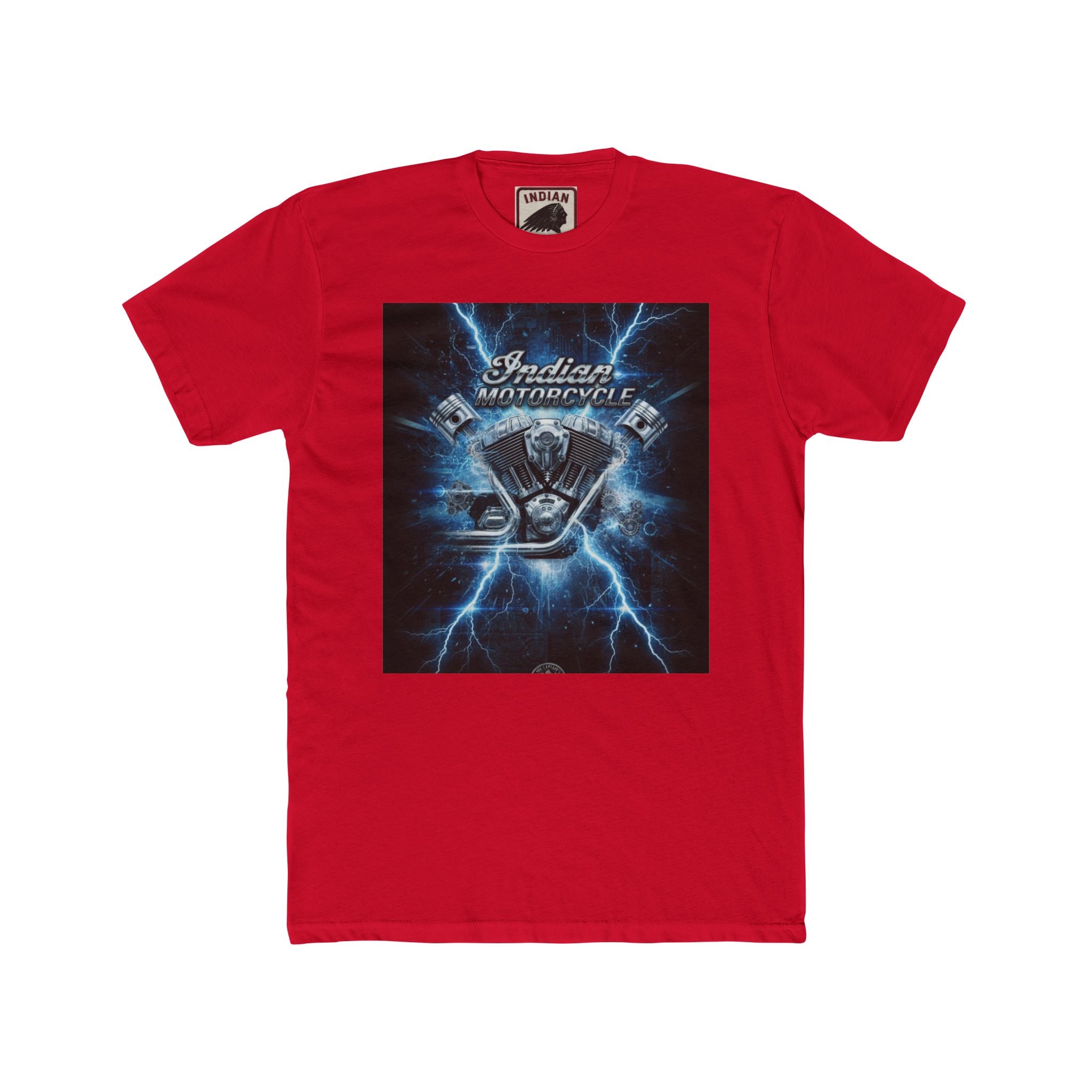 Indian Motorcycle Lightning Engine Tee — Vintage Biker Graphic T-Shirt