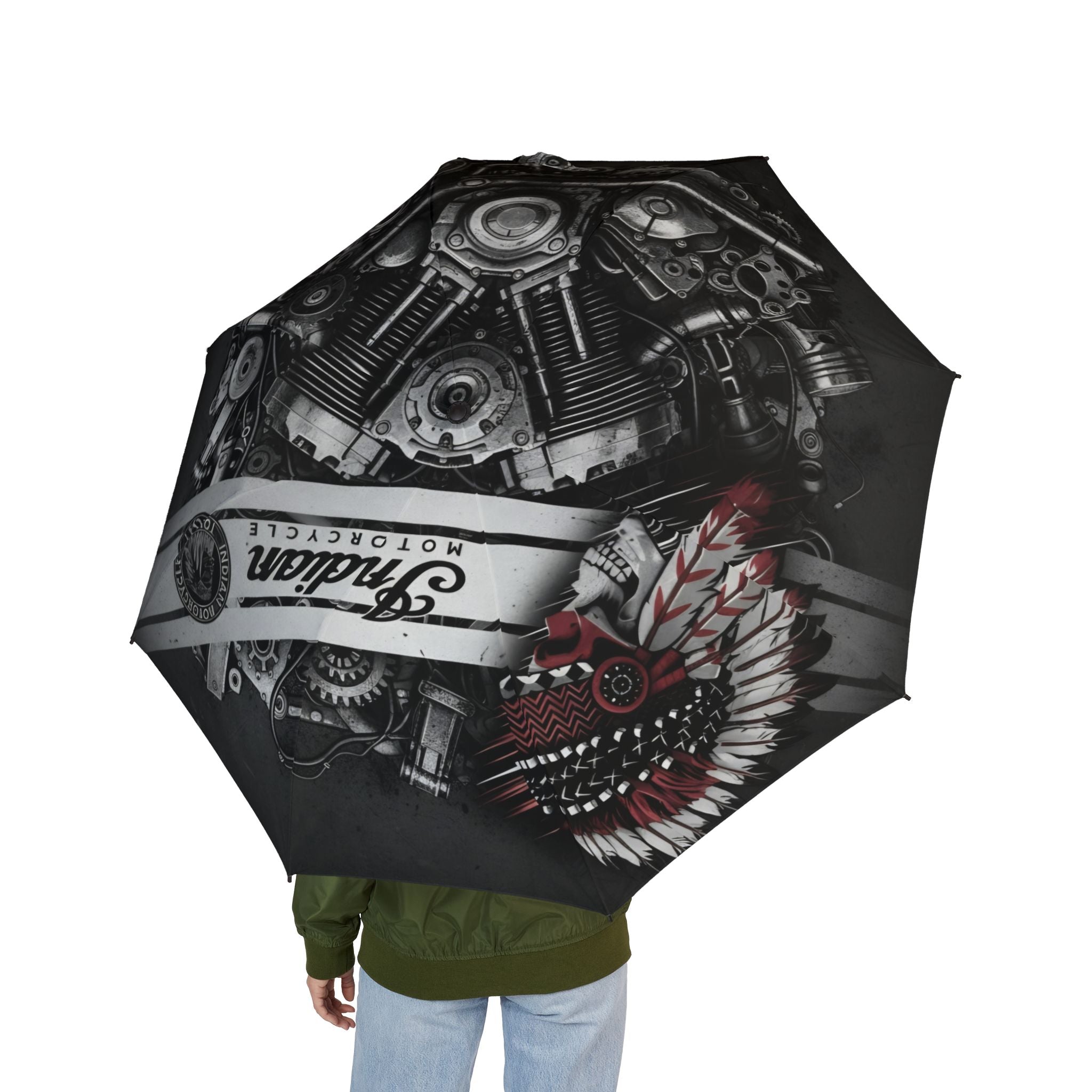 Motorcycle Engine Foldable Umbrella — Vintage Biker Design