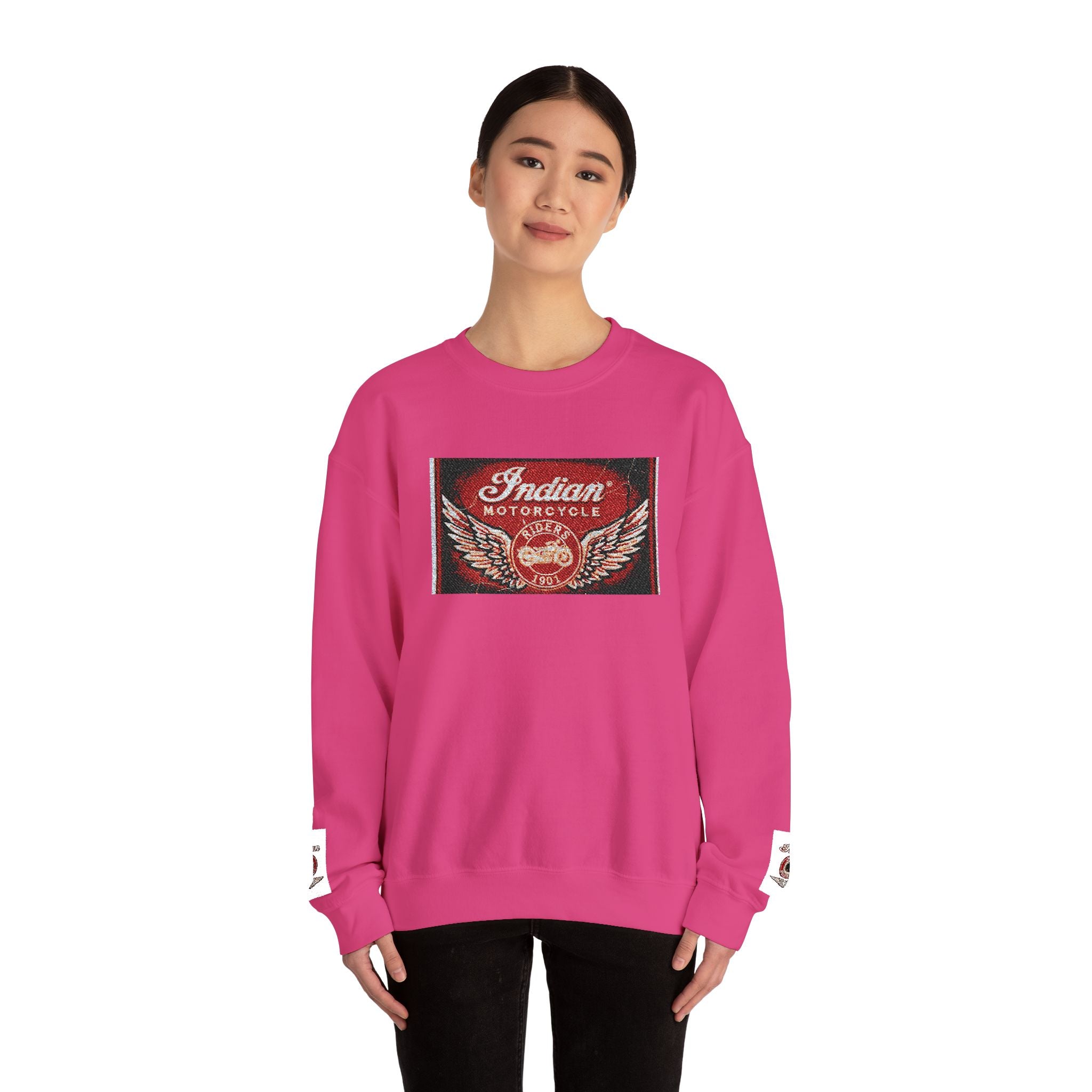 Vintage Motorcycle Crewneck Sweatshirt — 'Indian Motorcycles' Winged Logo