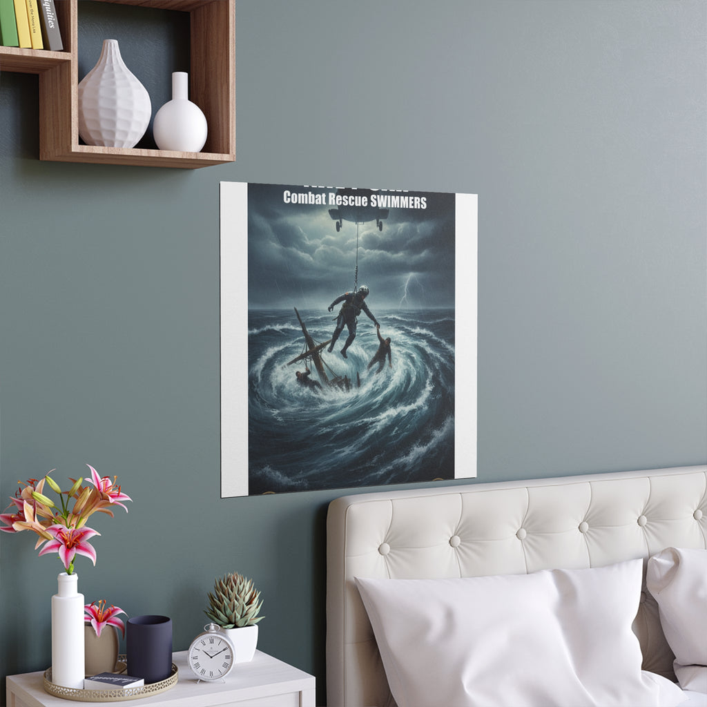Stormy Sea Silk Poster — Dramatic Sailor Rescue Wall Art (Indoor/Outdoor)