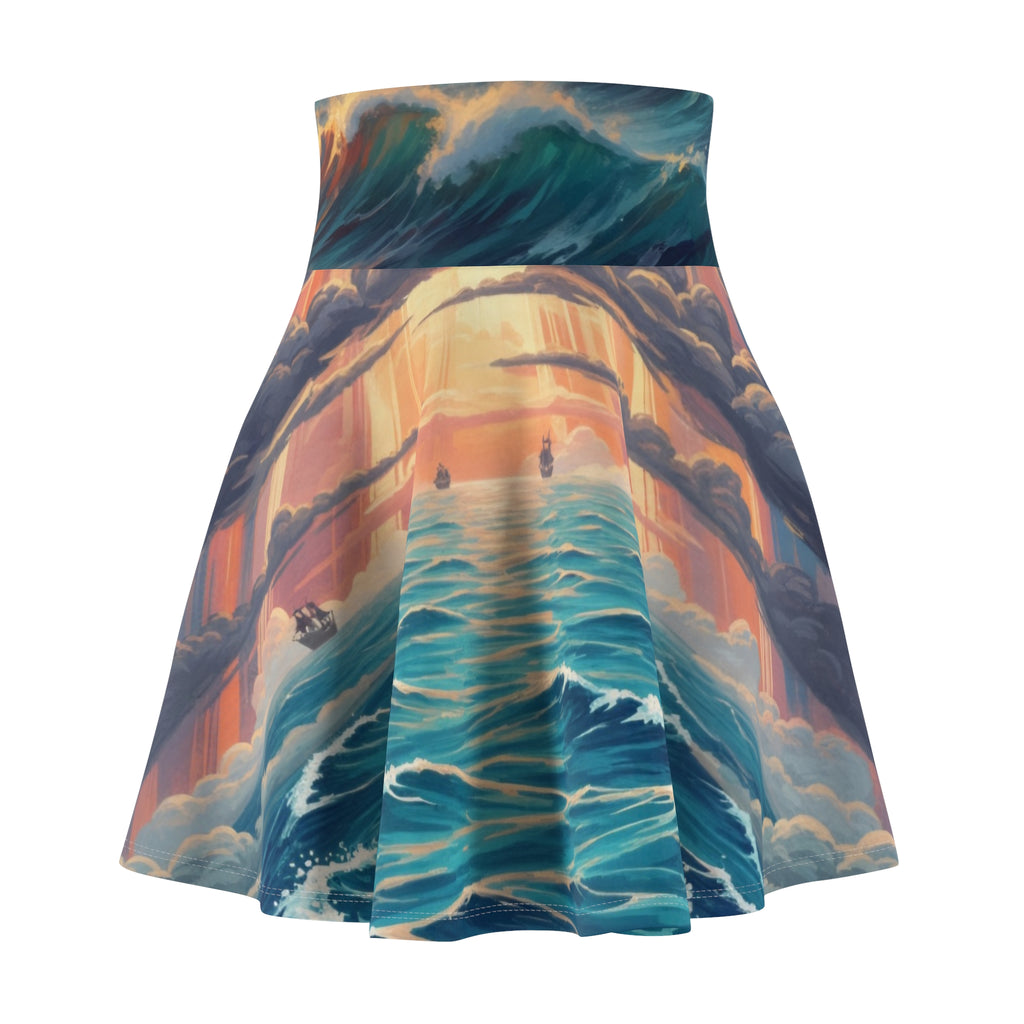 Ocean Sunset Skater Skirt — Artistic Wave Print AOP