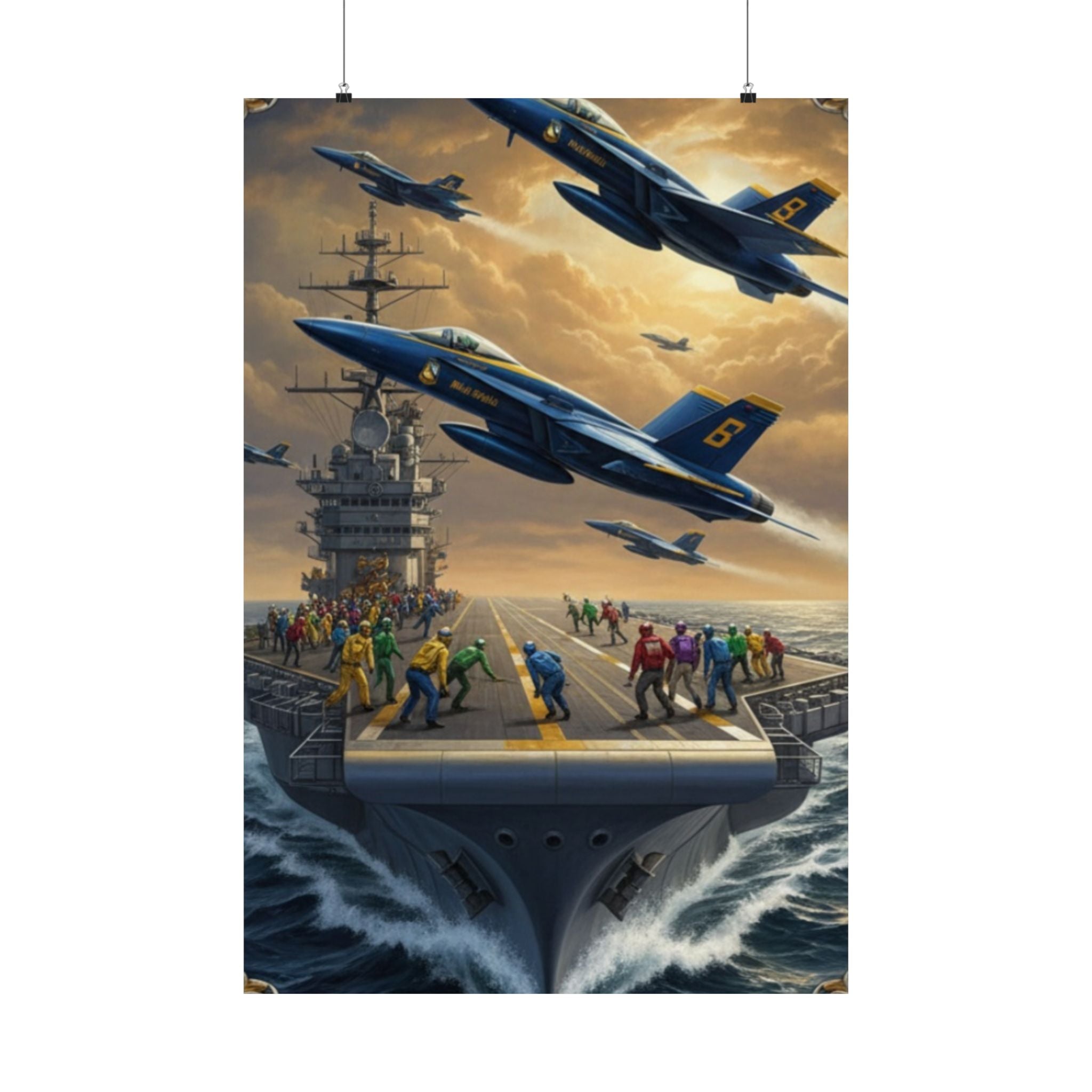 Navy SAR Rescue Helicopter Matte Poster — Dramatic Sea Rescue Art