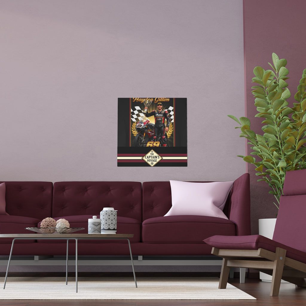 Racing Champion Silk Poster — “Winner’s Circle 69” Motorcycle Wall Art (Indoor/Outdoor)