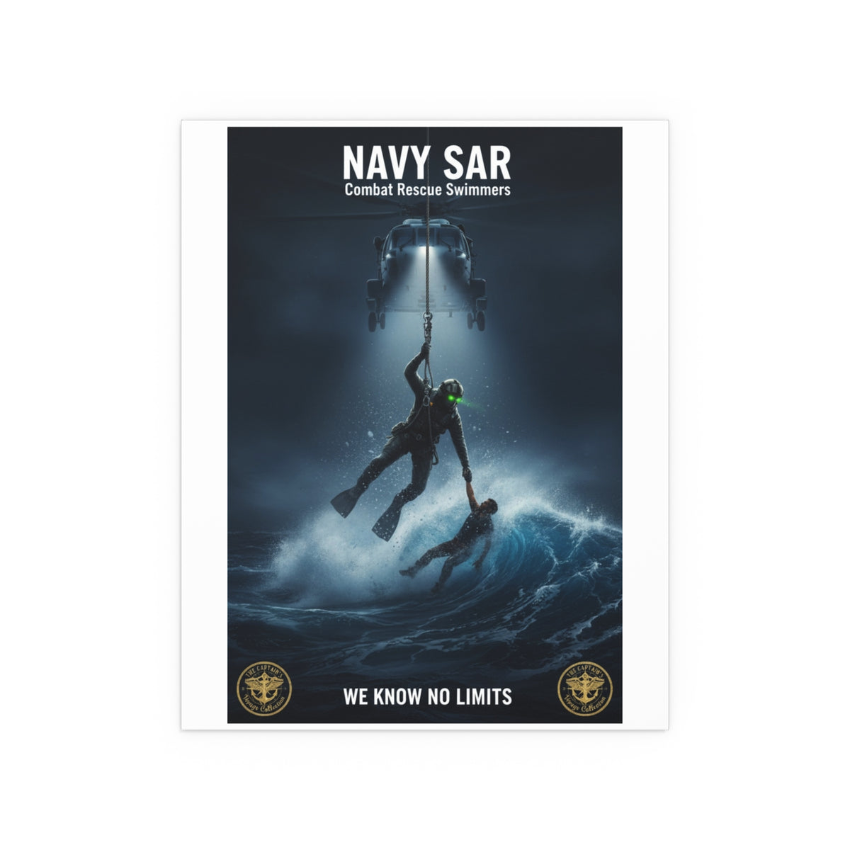 Navy SAR Combat Rescue Swimmers Silk Poster – “We Know No Limits” Indoor/Outdoor Print