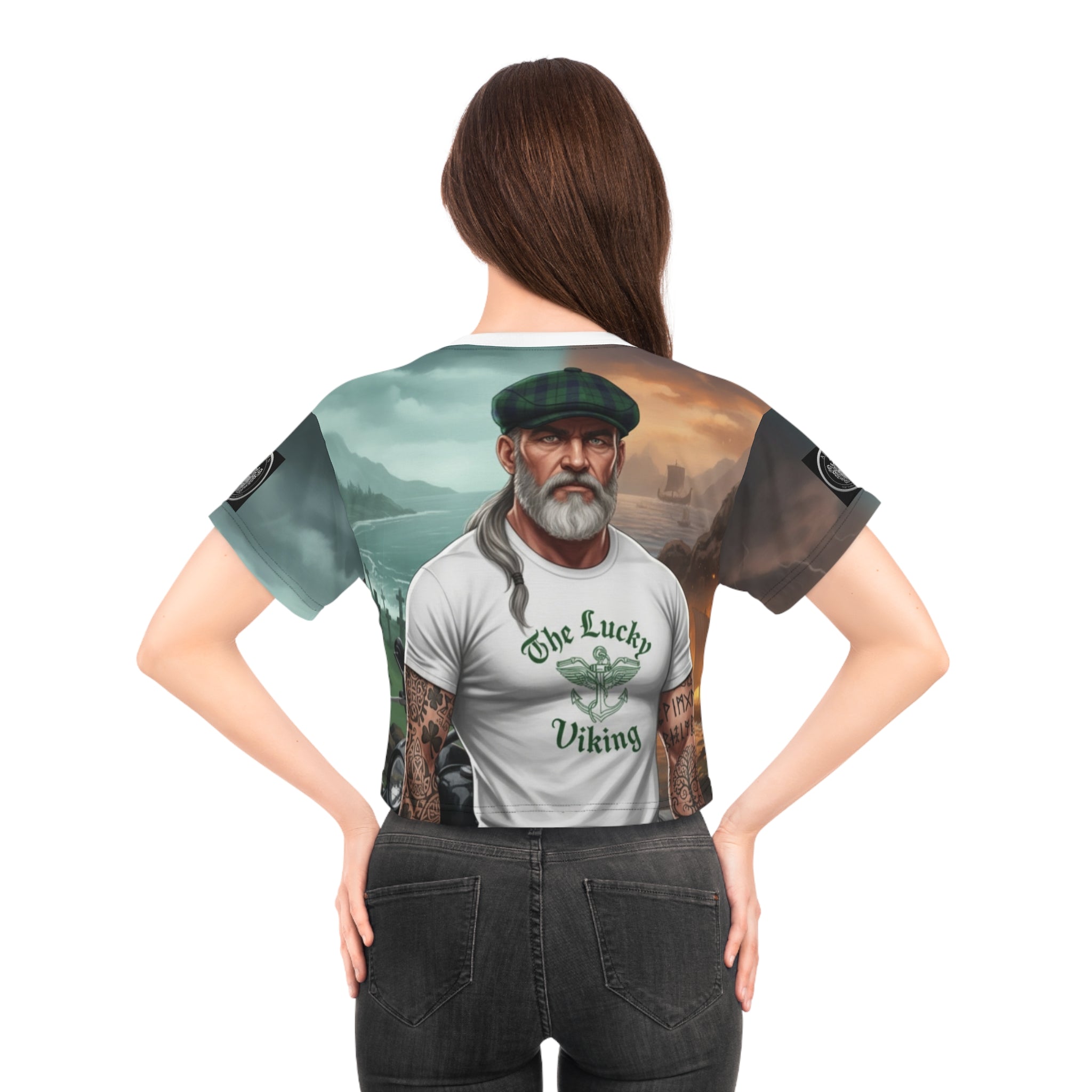 Lucky Viking Crop Tee — Irish Celtic Motorcycle St. Patrick's Day Top