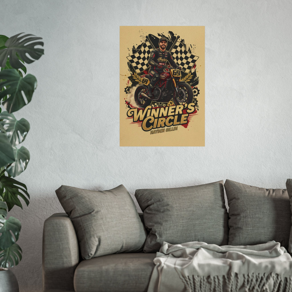 Winner's Circle Motorcycle Poster — Vintage Racing Fine Art Print
