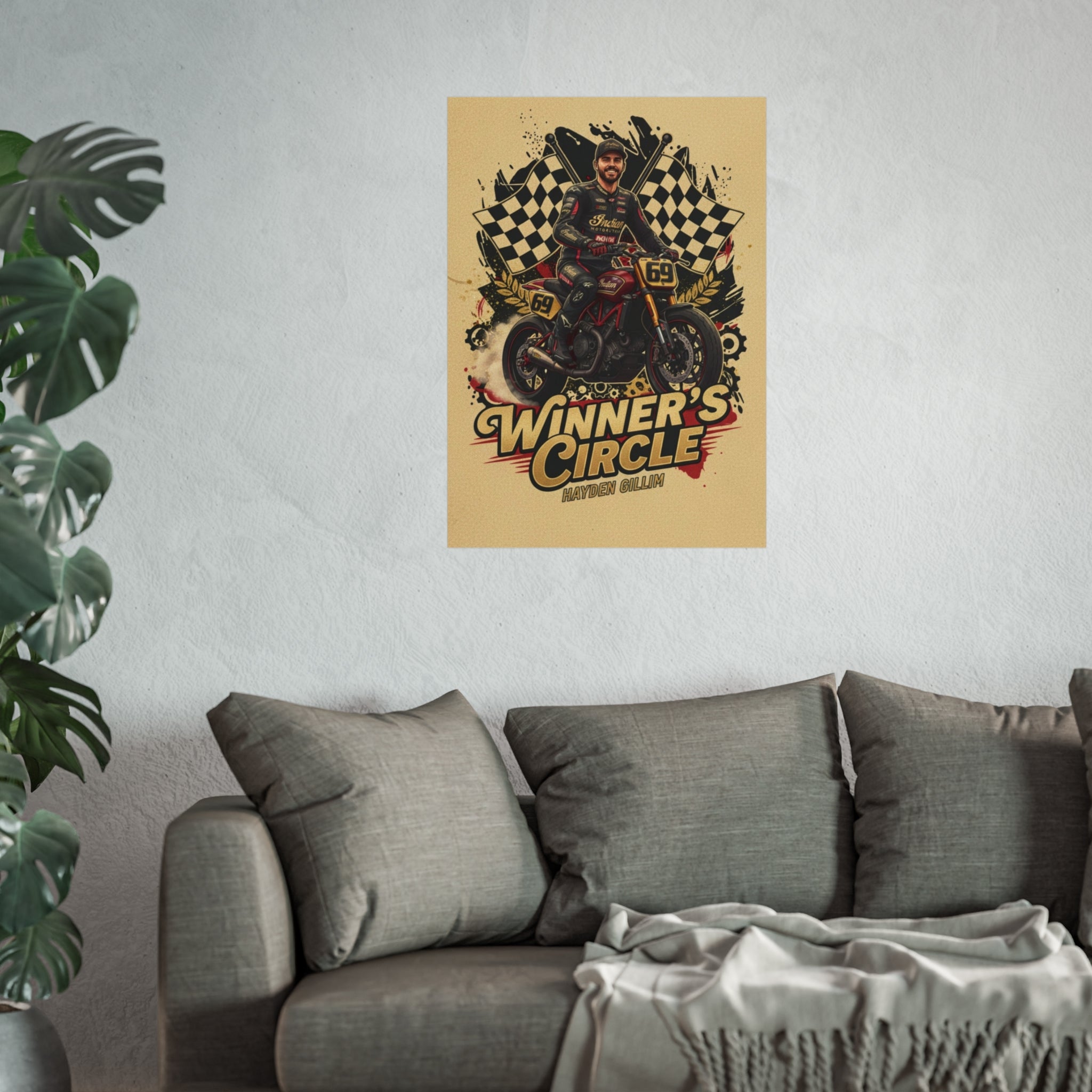 Winner's Circle Motorcycle Poster — Vintage Racing Fine Art Print