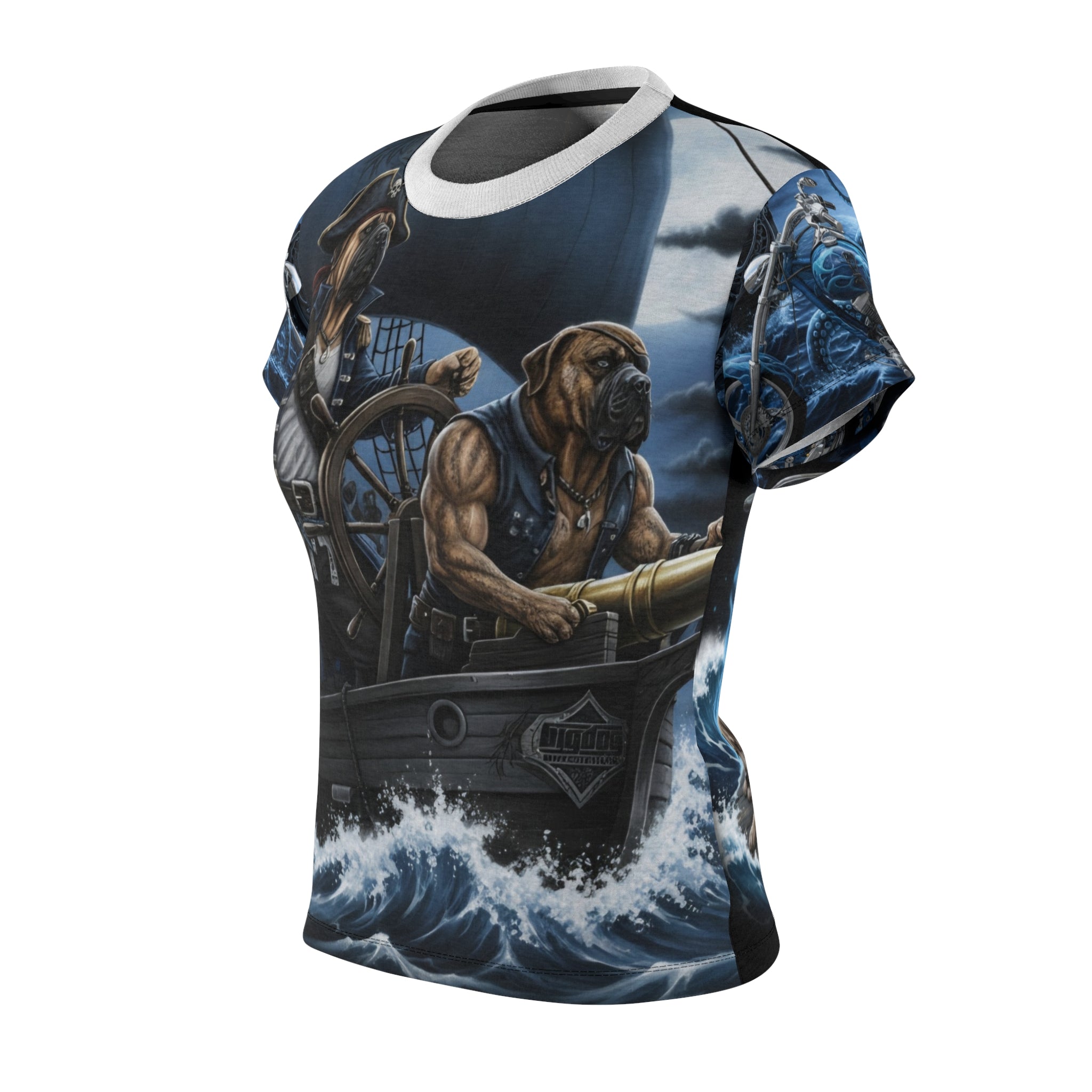 Pirate Ship Women's Tee — Nautical Bulldog Crew Graphic All-Over Print