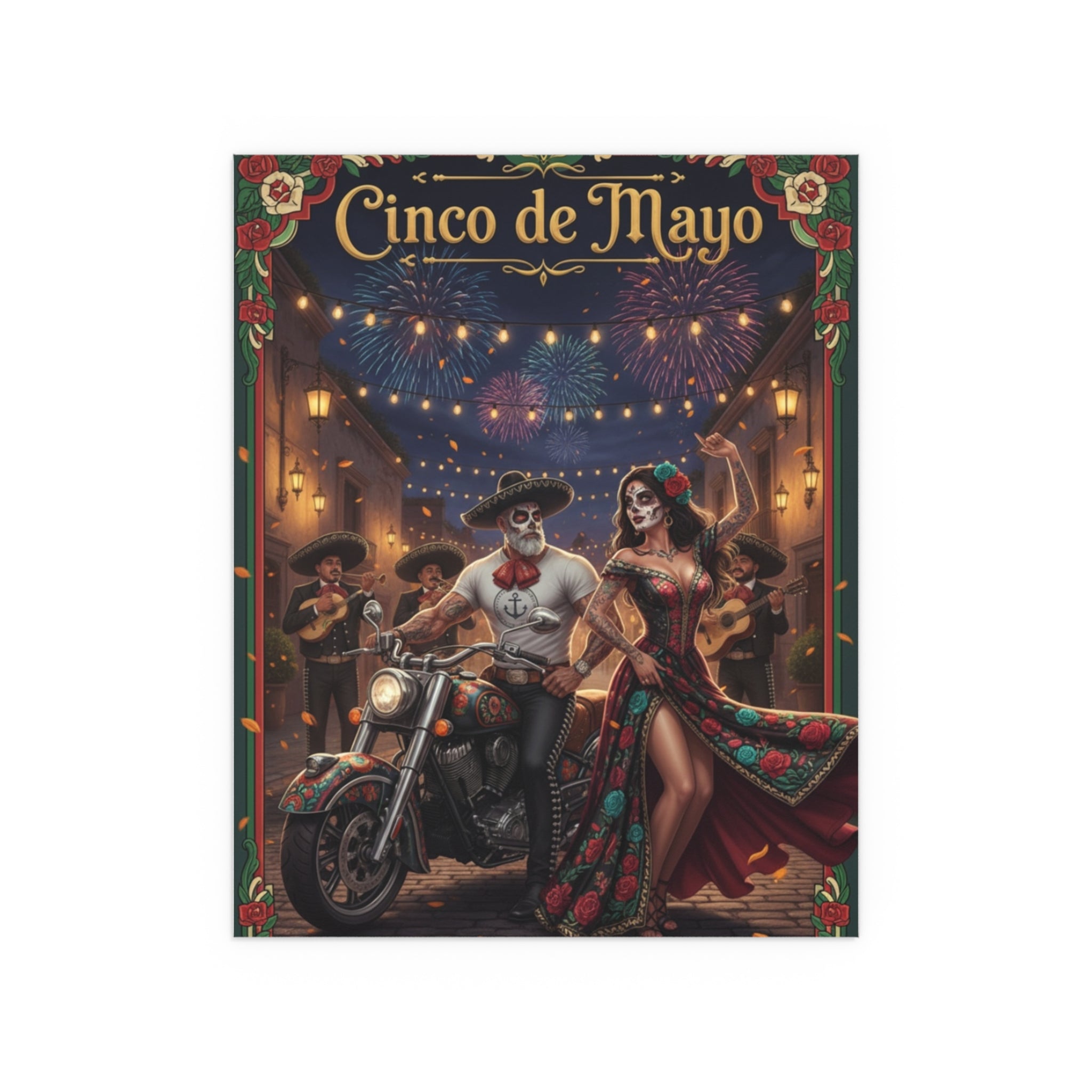Day of the Dead Biker Silk Poster — Outdoor/Indoor Dia de los Muertos Wall Art