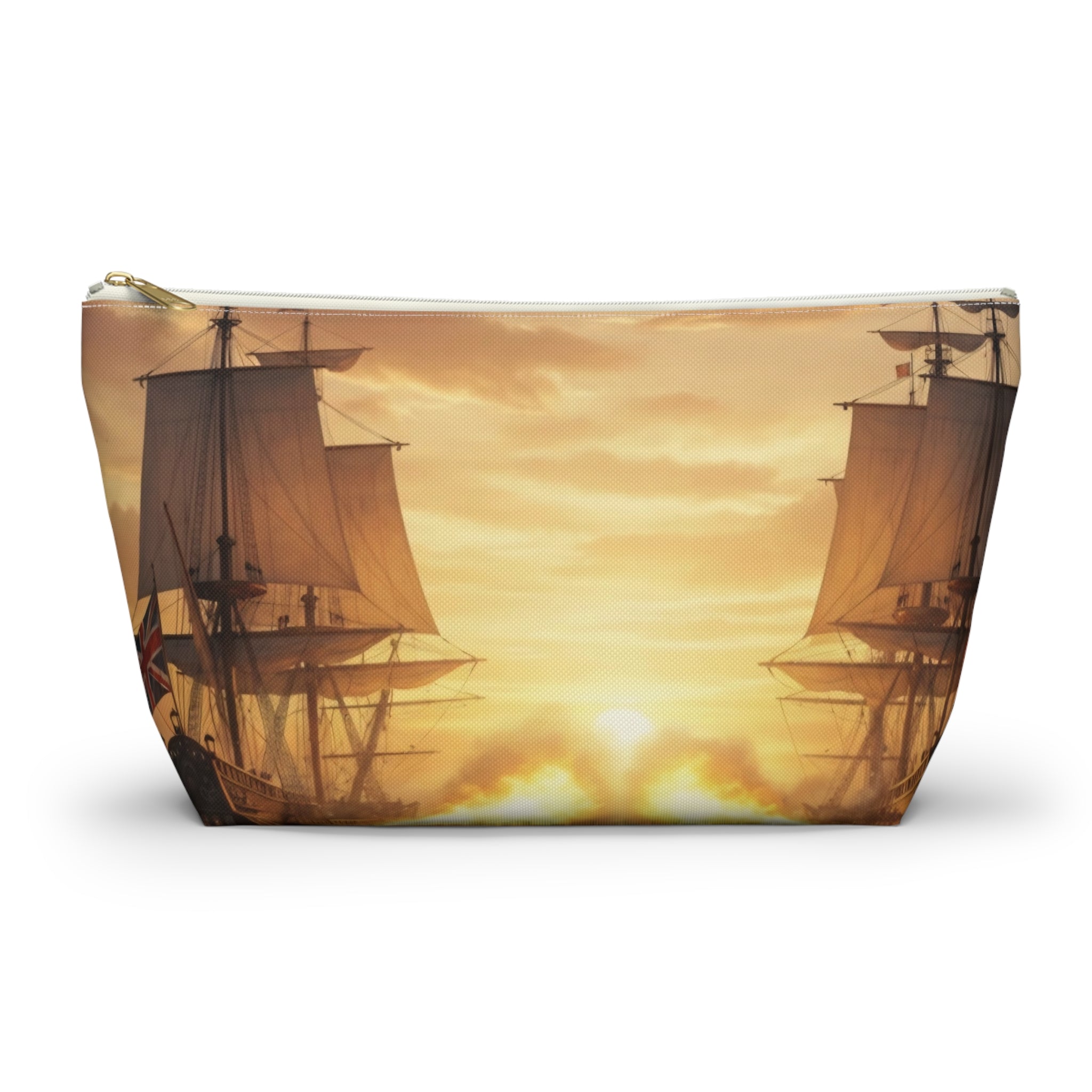 Vintage Naval Battle Accessory Pouch — Sunset Warship Makeup Bag