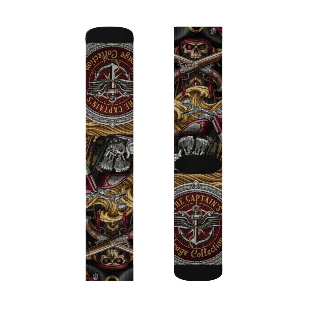 Skull & Anchor Sublimation Socks — Nautical Pirate Crew Graphic Socks