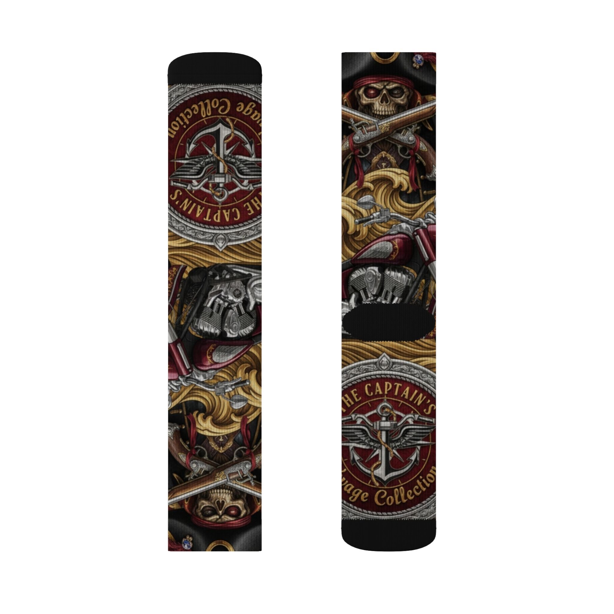 Skull & Anchor Sublimation Socks — Nautical Pirate Crew Graphic Socks