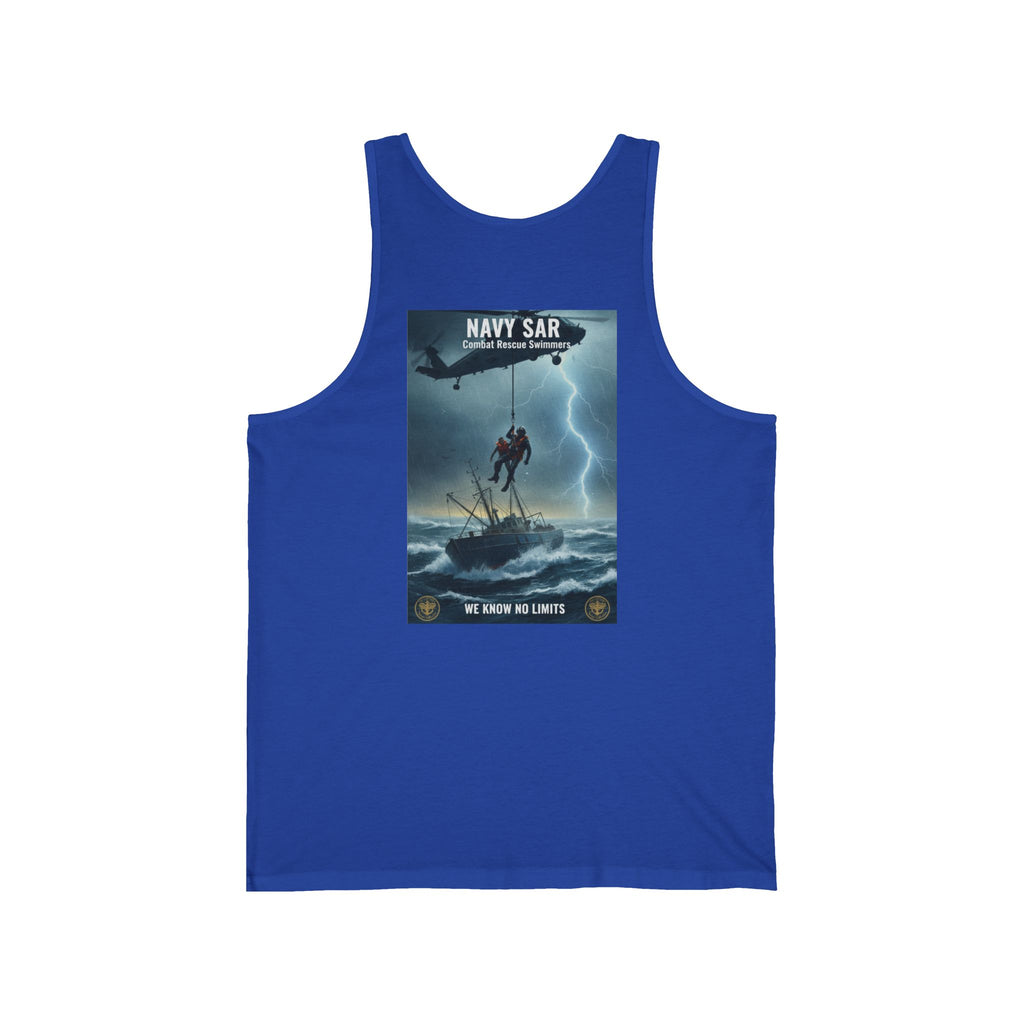 Navy SAR Combat Rescue Tank Top — "We Know No Limits" Military Graphic Tank