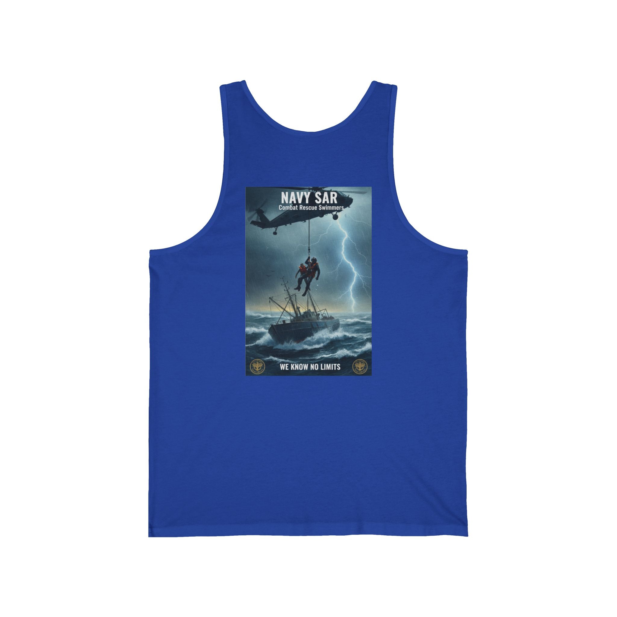 Navy SAR Combat Rescue Tank Top — "We Know No Limits" Military Graphic Tank