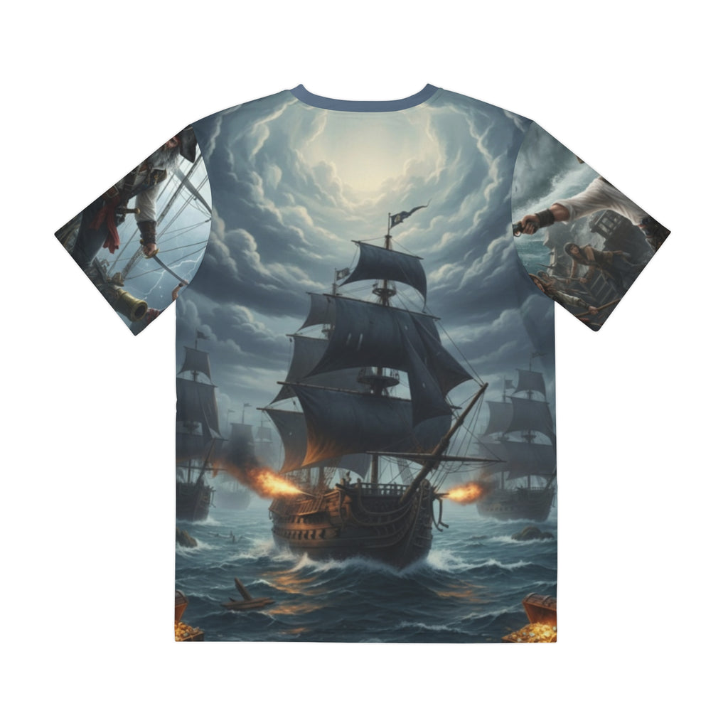 Pirate Ship Battle All-Over Print Tee — Cannon Crew Nautical Graphic