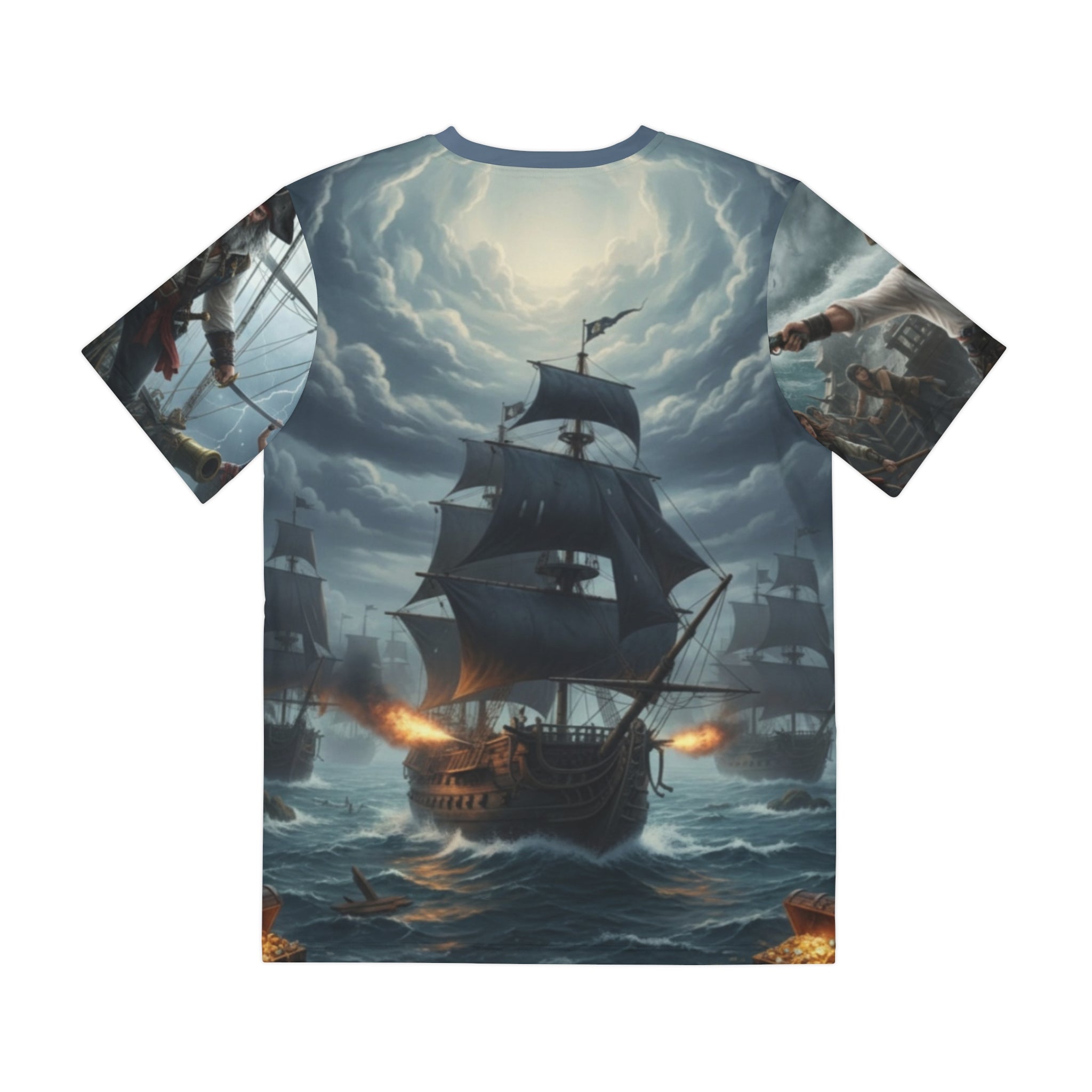 Pirate Ship Battle All-Over Print Tee — Cannon Crew Nautical Graphic