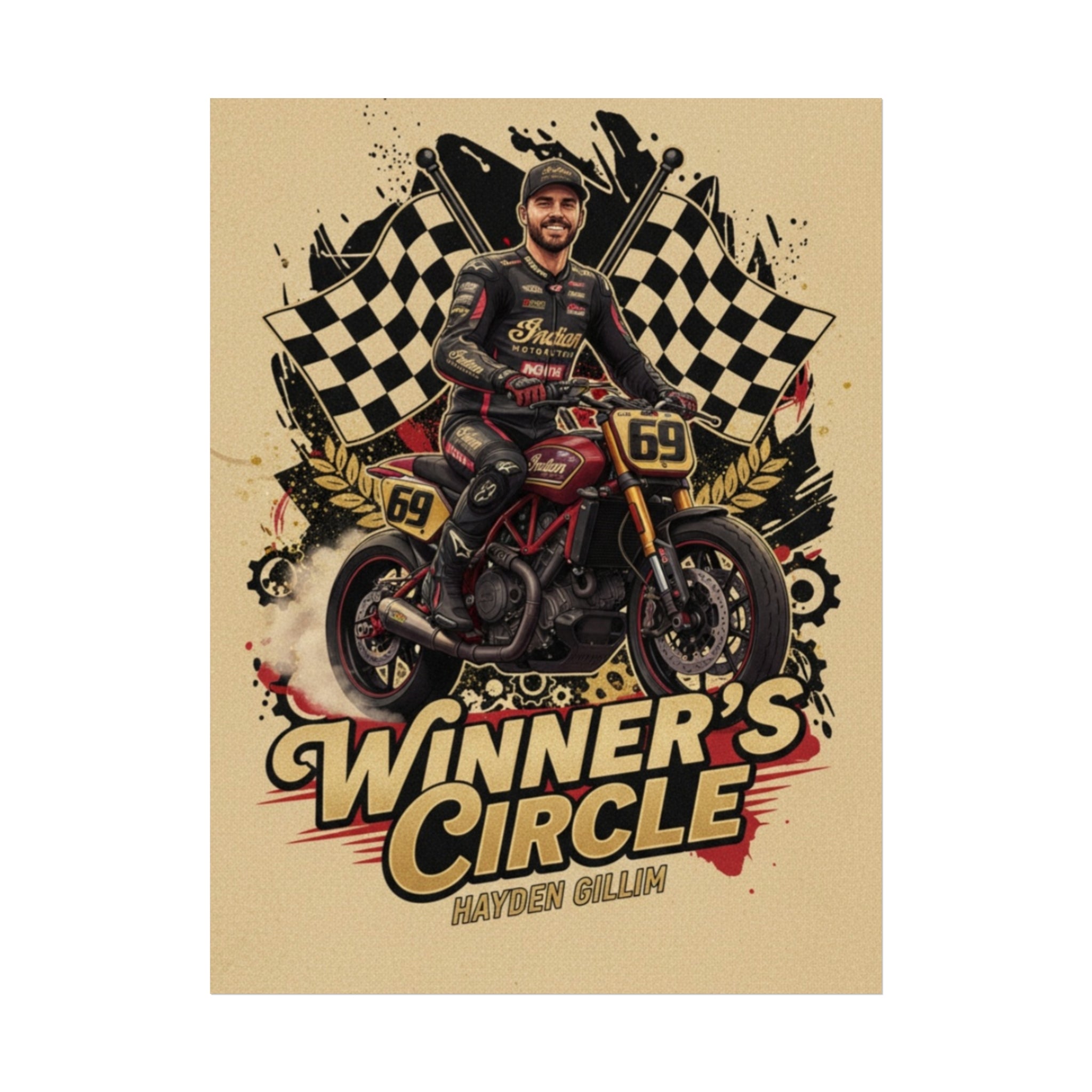 Winner's Circle Motorcycle Poster — Vintage Racing Fine Art Print