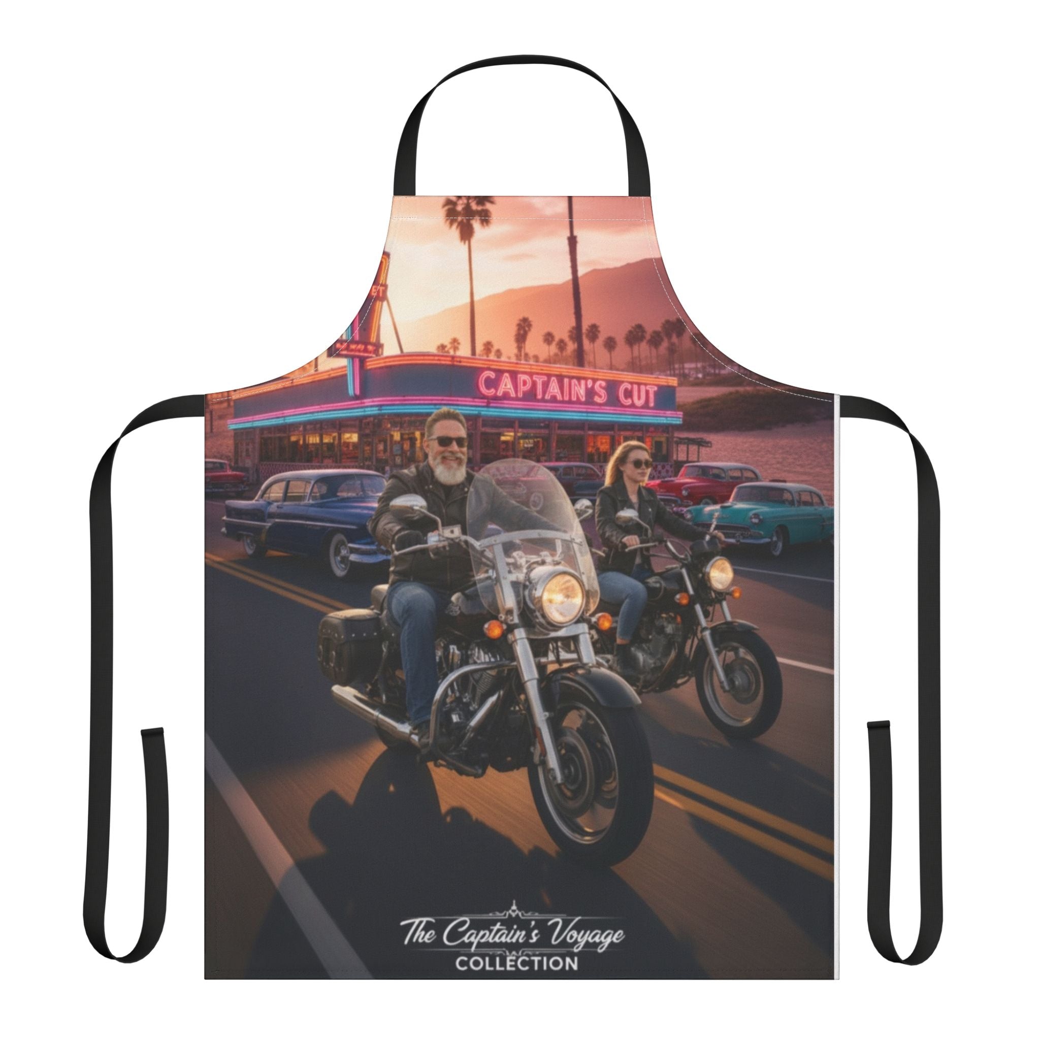 Biker Sunset Apron — Vintage Motorcycle Diner Print