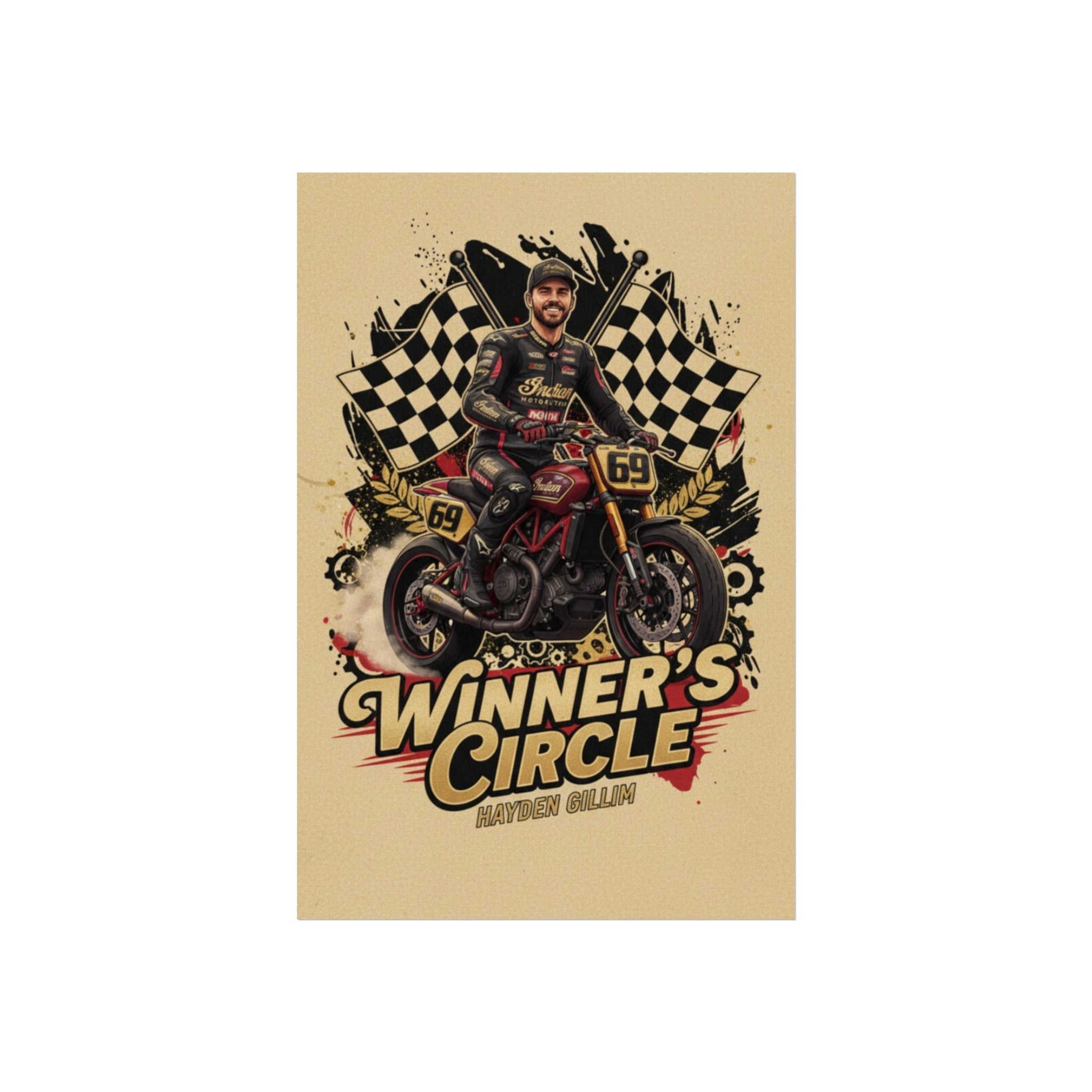 Winner's Circle Motorcycle Poster — Vintage Racing Fine Art Print