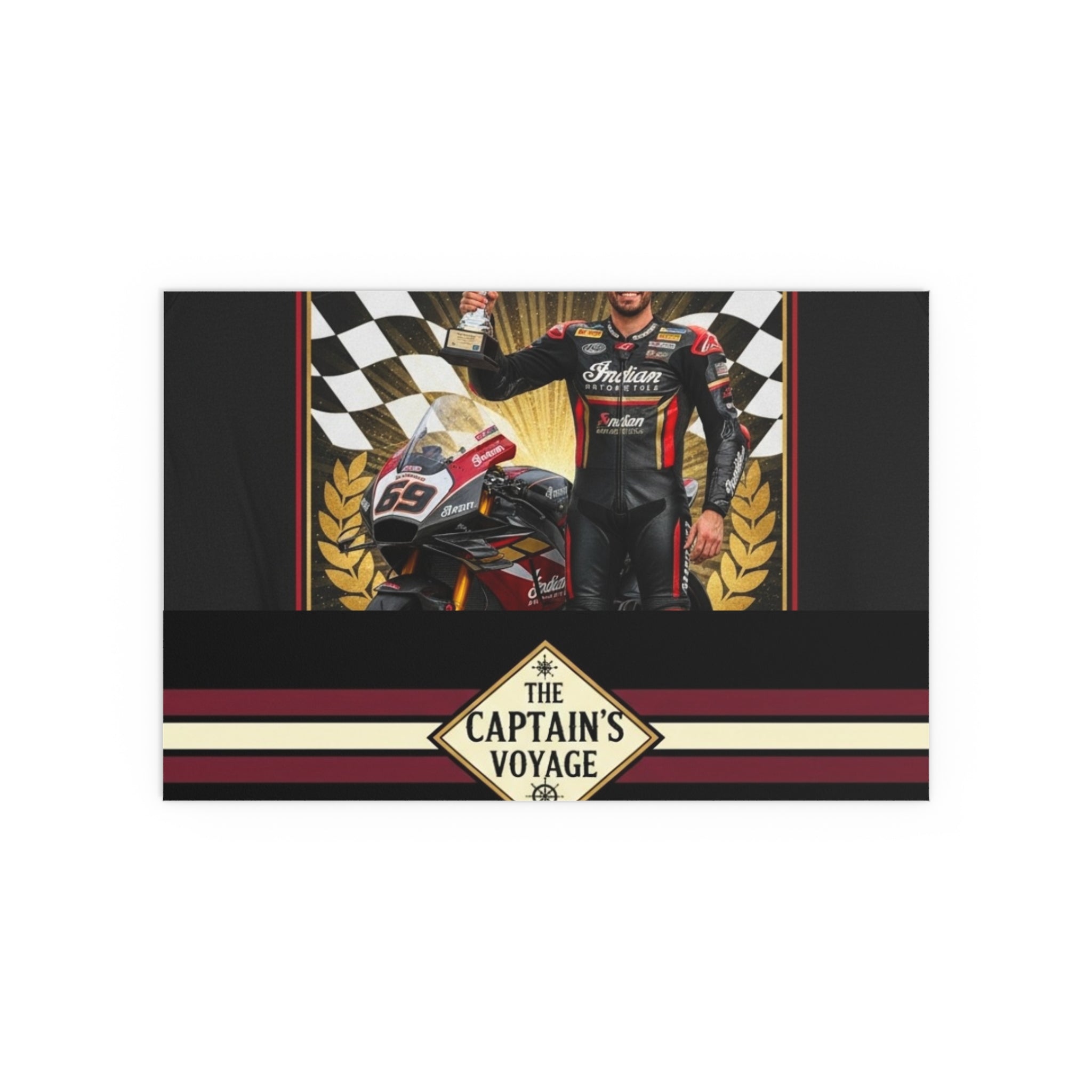 Racing Champion Silk Poster — “Winner’s Circle 69” Motorcycle Wall Art (Indoor/Outdoor)
