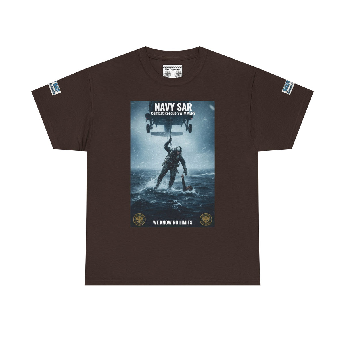 Navy SAR Combat Rescue Swimmers T‑Shirt — "We Know No Limits"