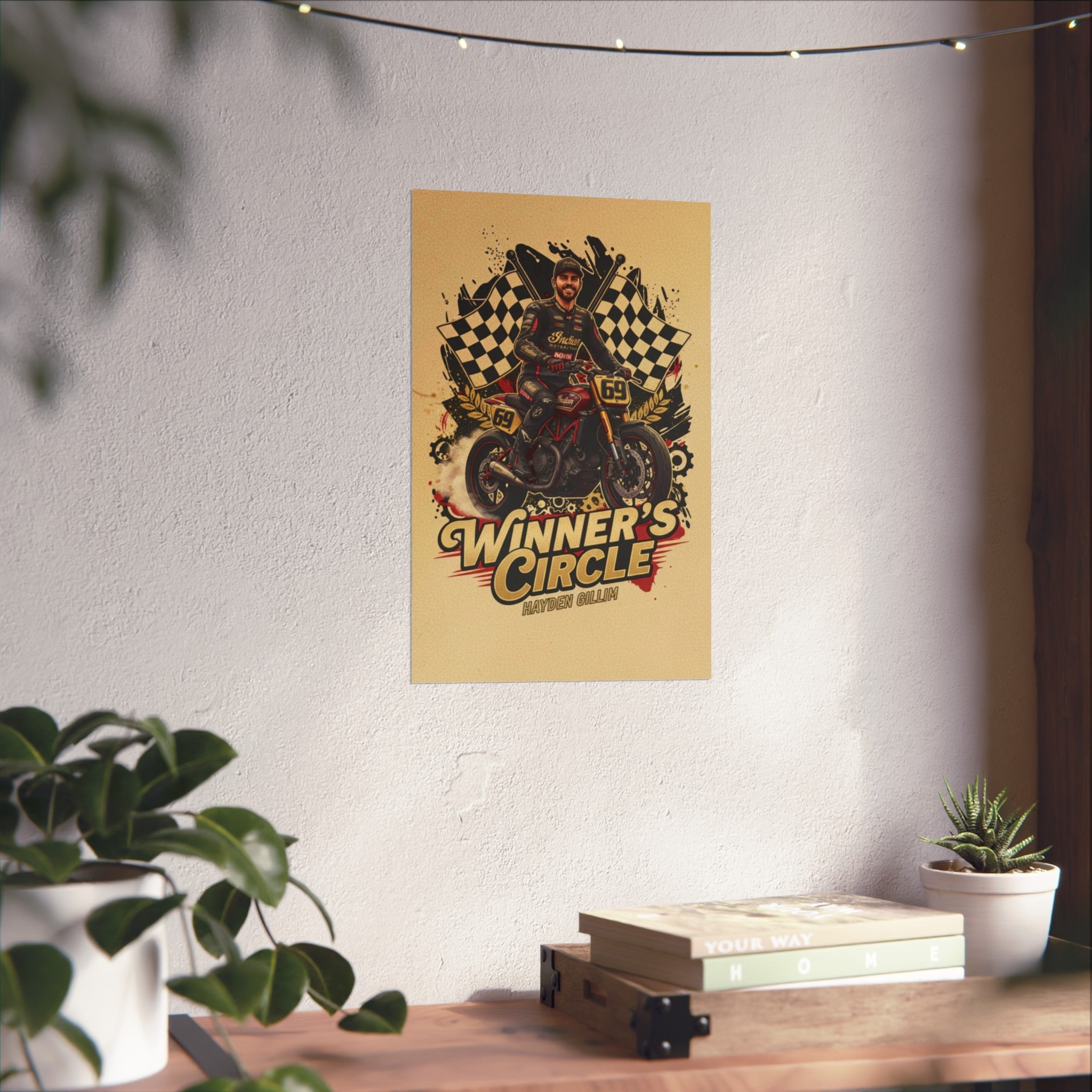 Winner's Circle Motorcycle Poster — Vintage Racing Fine Art Print