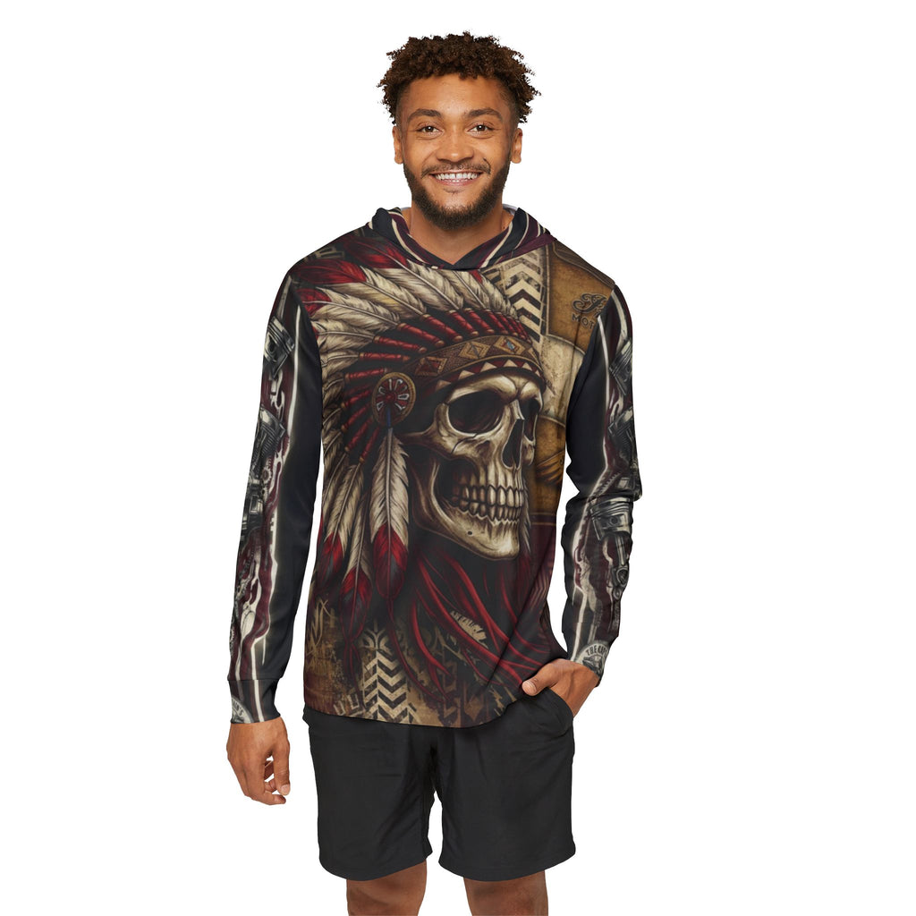 Skull Warrior Hoodie — All-Over Print Tribal Headdress Design