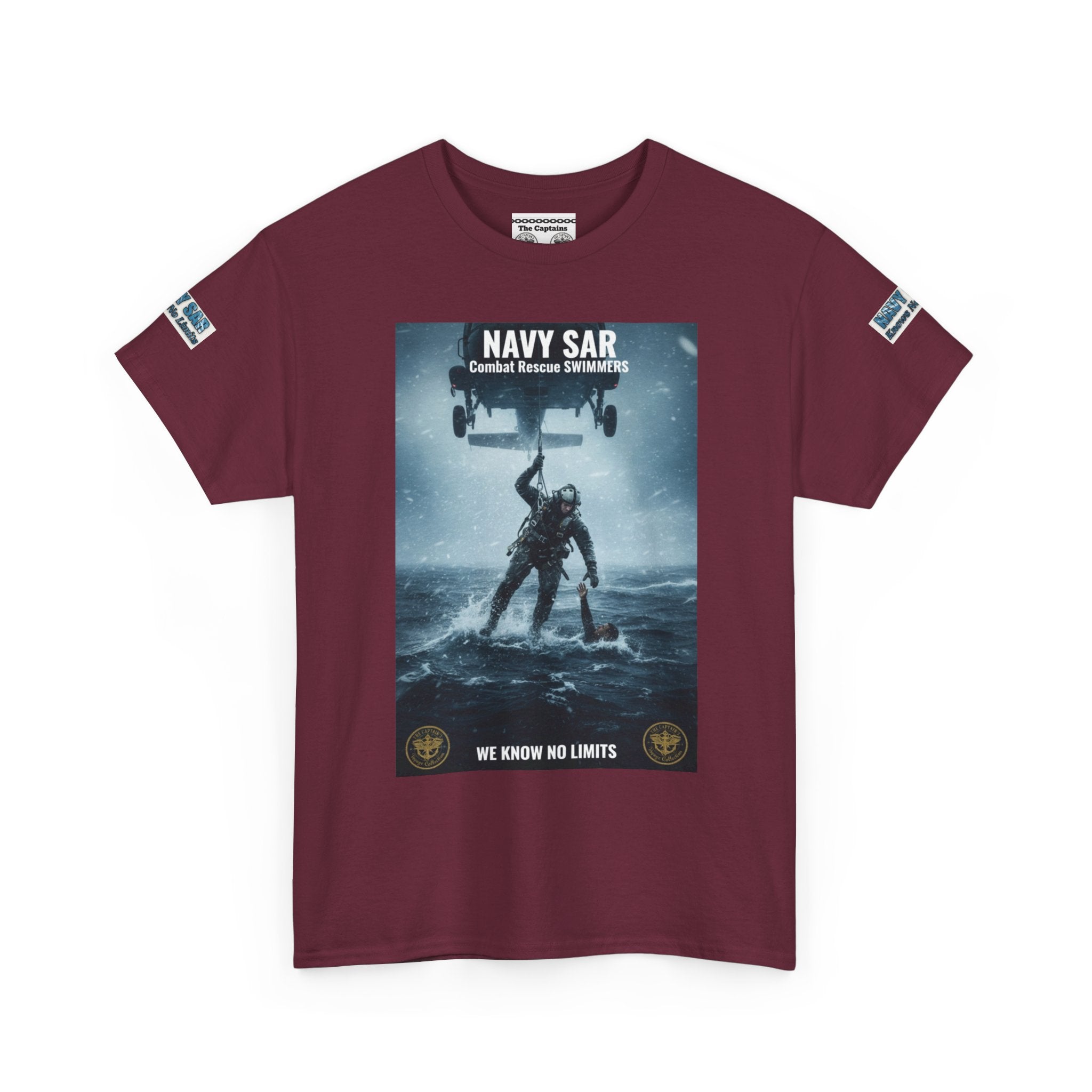 Navy SAR Combat Rescue Swimmers T‑Shirt — "We Know No Limits"