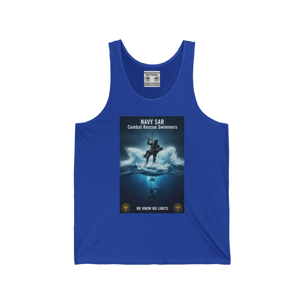 Navy SAR Combat Rescue Tank Top — "We Know No Limits" Military Graphic Tank