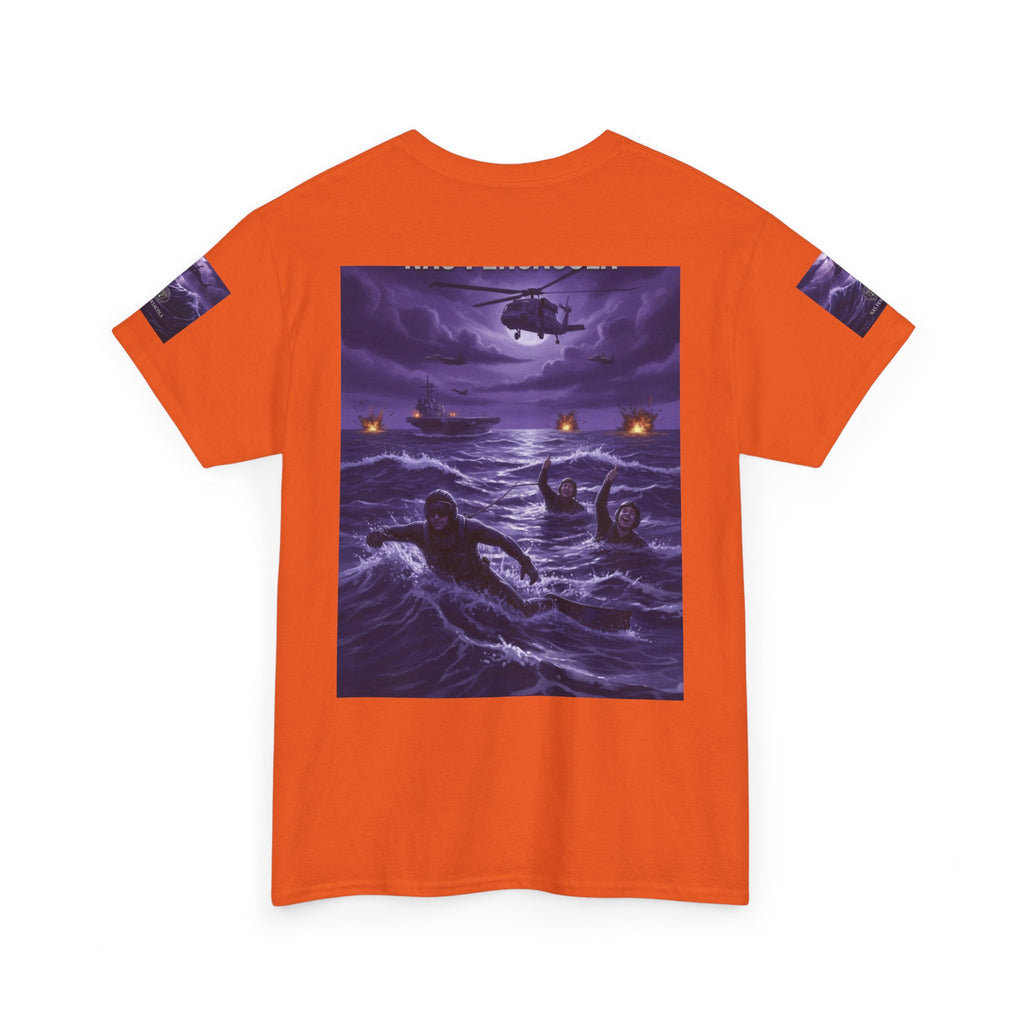 Rescue Night Tee — Purple Helicopter Sea Rescue Graphic T-Shirt