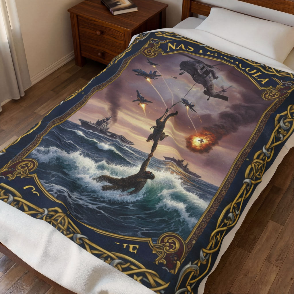 NAS Pensacola Military Velveteen Plush Blanket — Navy SEAL Boarding Action Design