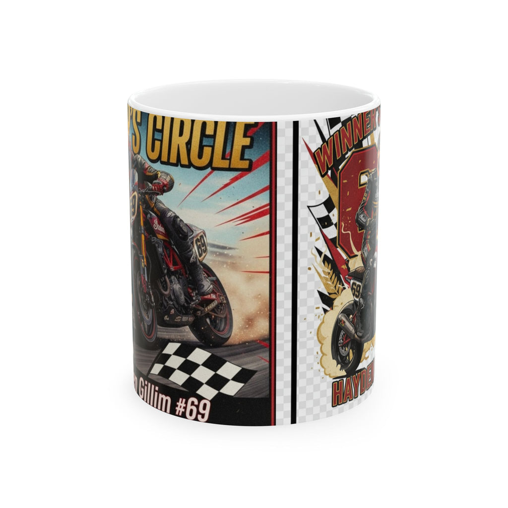 Racing Champion Ceramic Mug – 'Winners Circle' Motorcycle Design (11oz, 15oz)