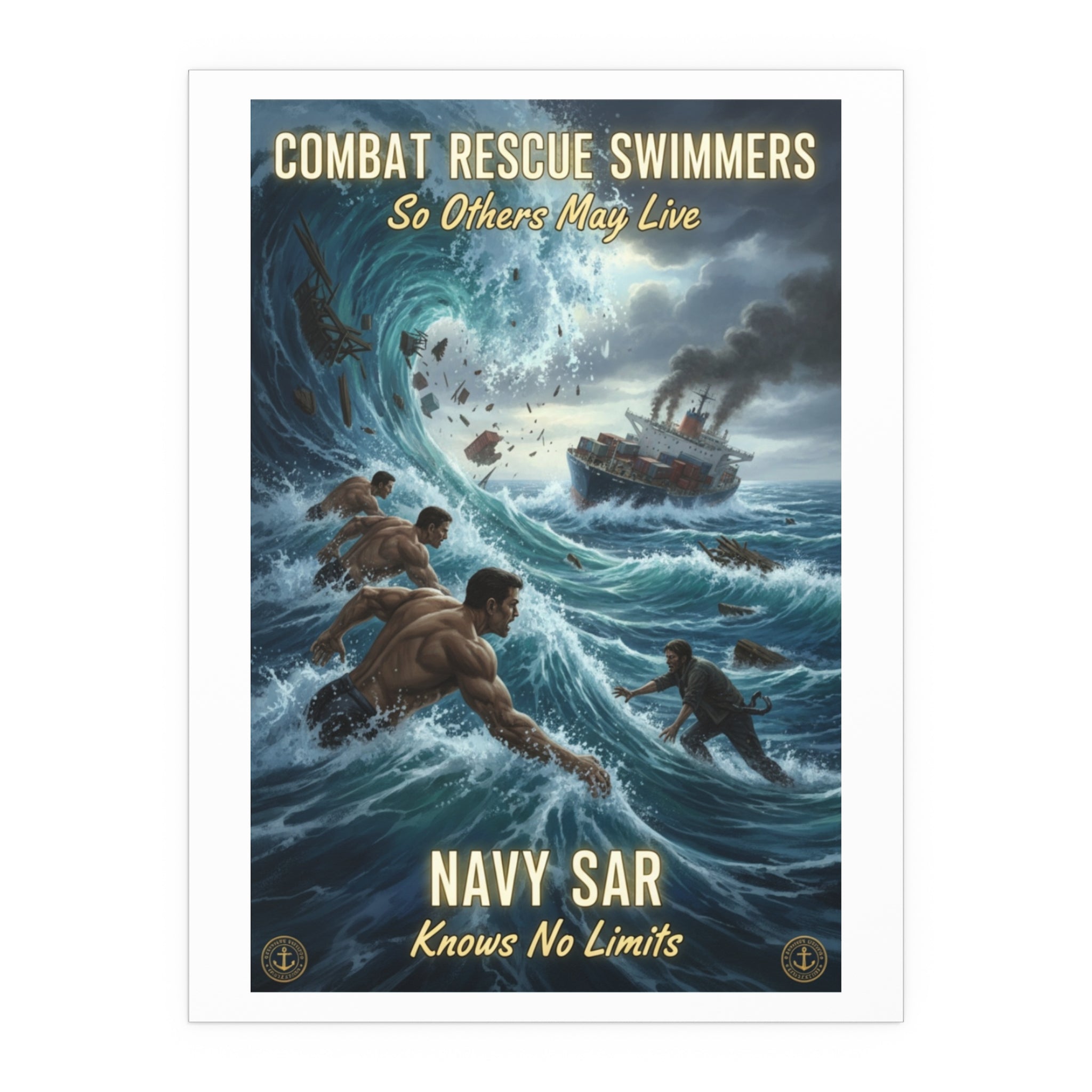 Combat Rescue Swimmers Navy SAR Silk Poster — "So Others May Live"