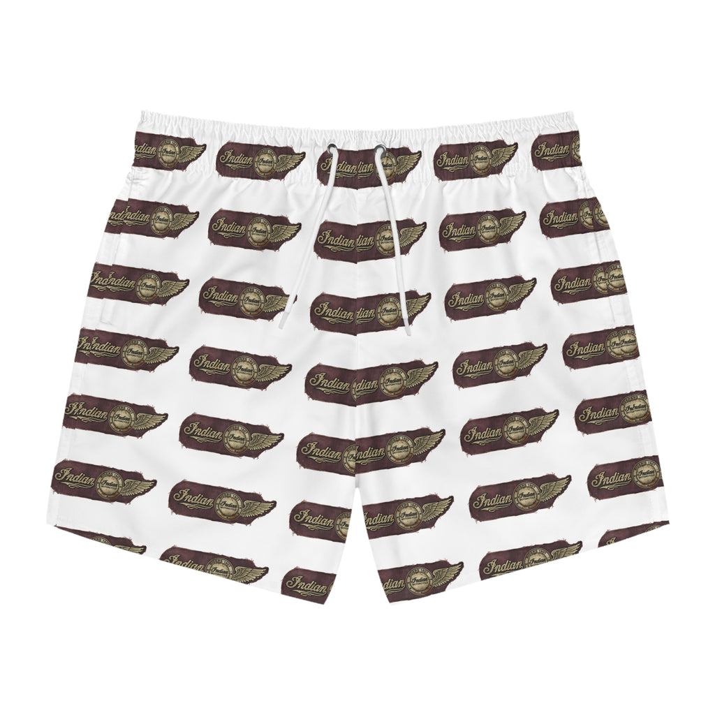 Vintage Cigarette Pack Swim Trunks – Retro Patterned Beach Shorts