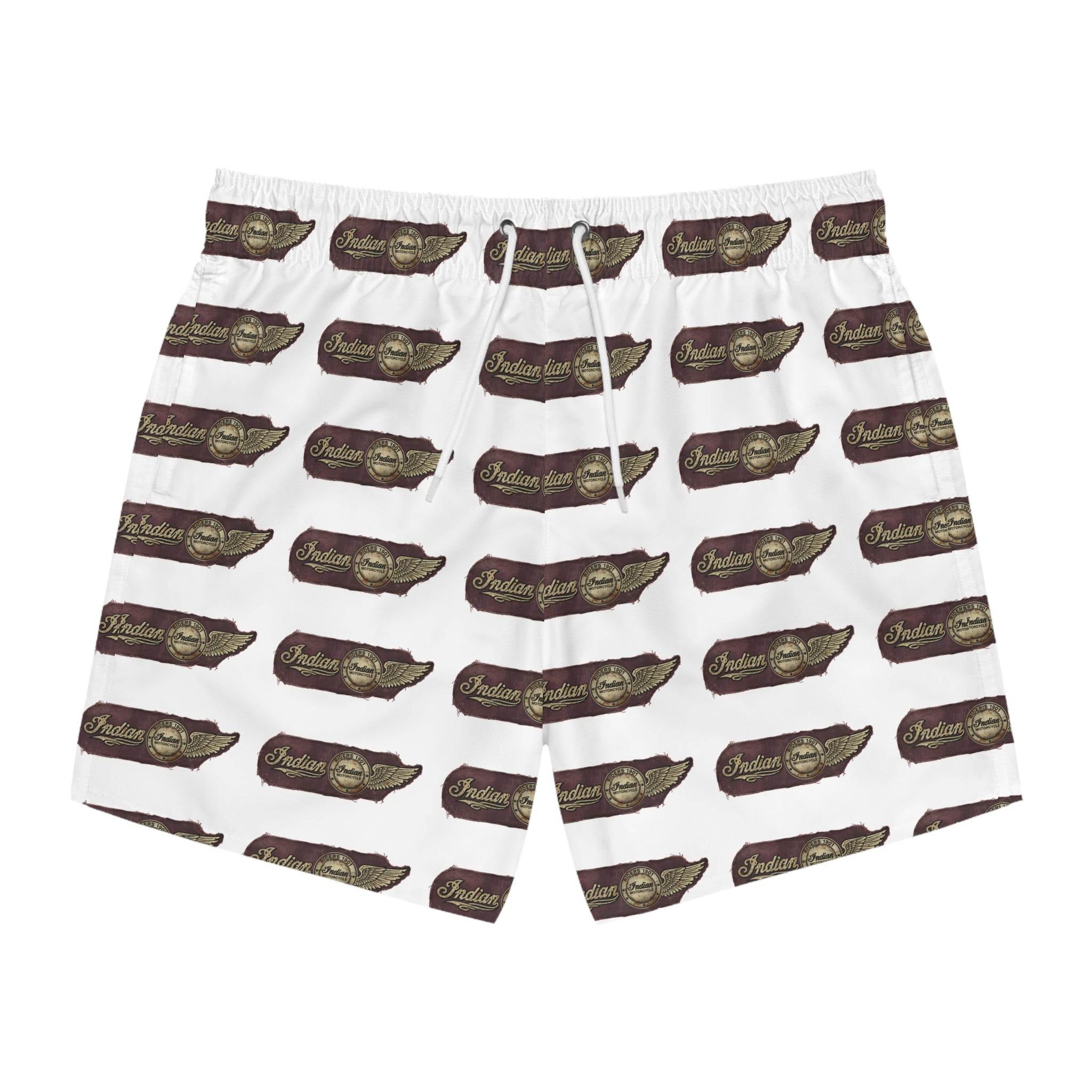 Vintage Cigarette Pack Swim Trunks – Retro Patterned Beach Shorts