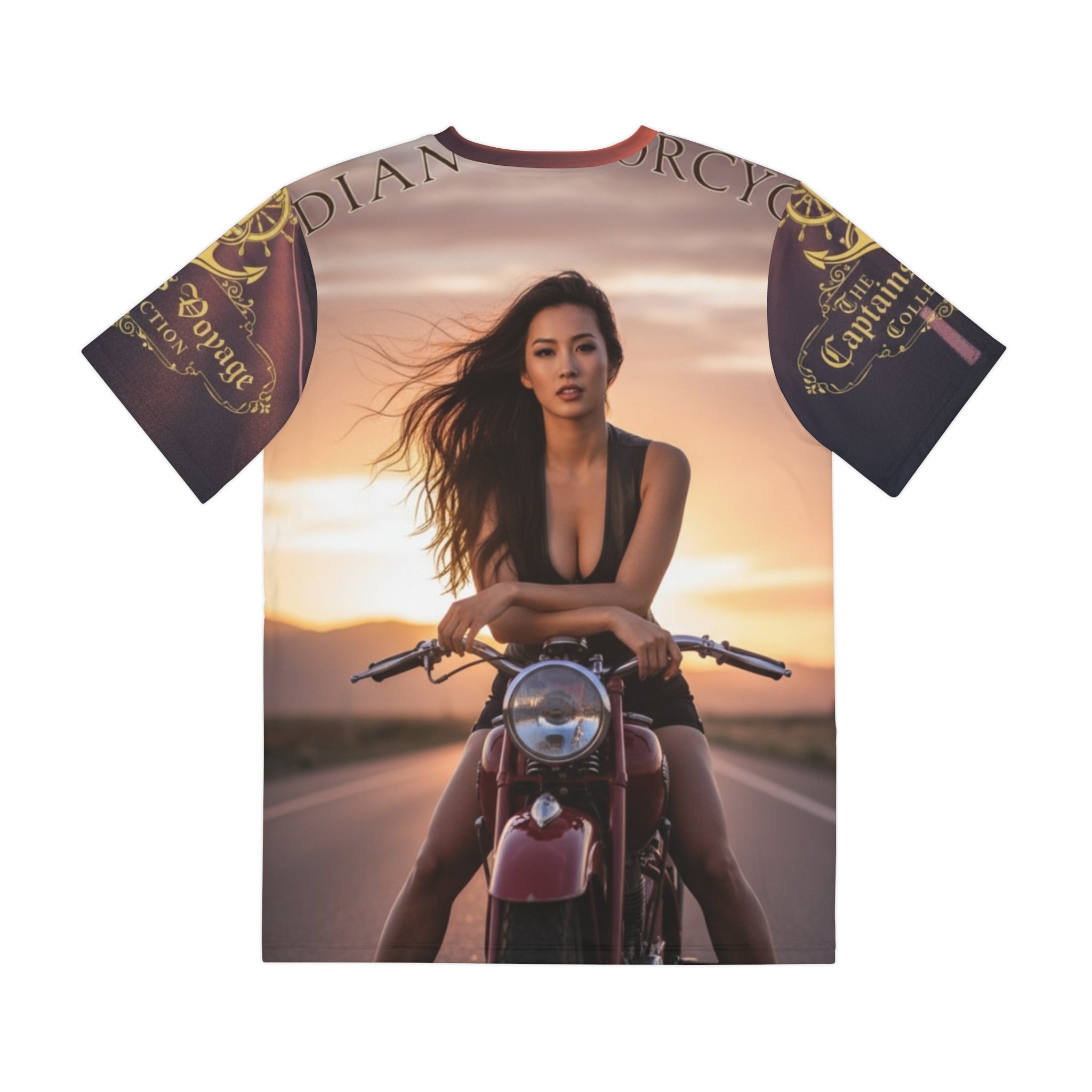 Biker Sunset Graphic Tee — Motorcycle Couple All-Over Print