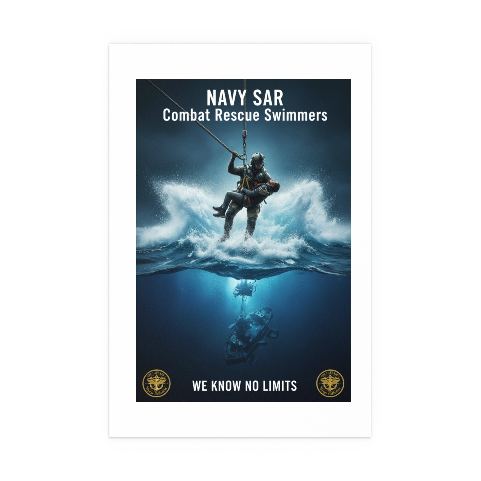 Diver Split-View Silk Poster — Underwater Adventure Wall Art (Indoor/Outdoor)