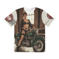 Pinup Motorcycle Tee — Vintage Biker Girl All-Over Print