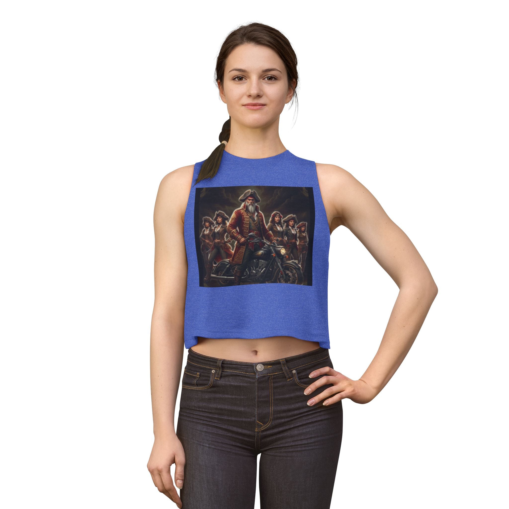 Women's Crop Top — Vintage Pirate Crew Motorcycle Graphic