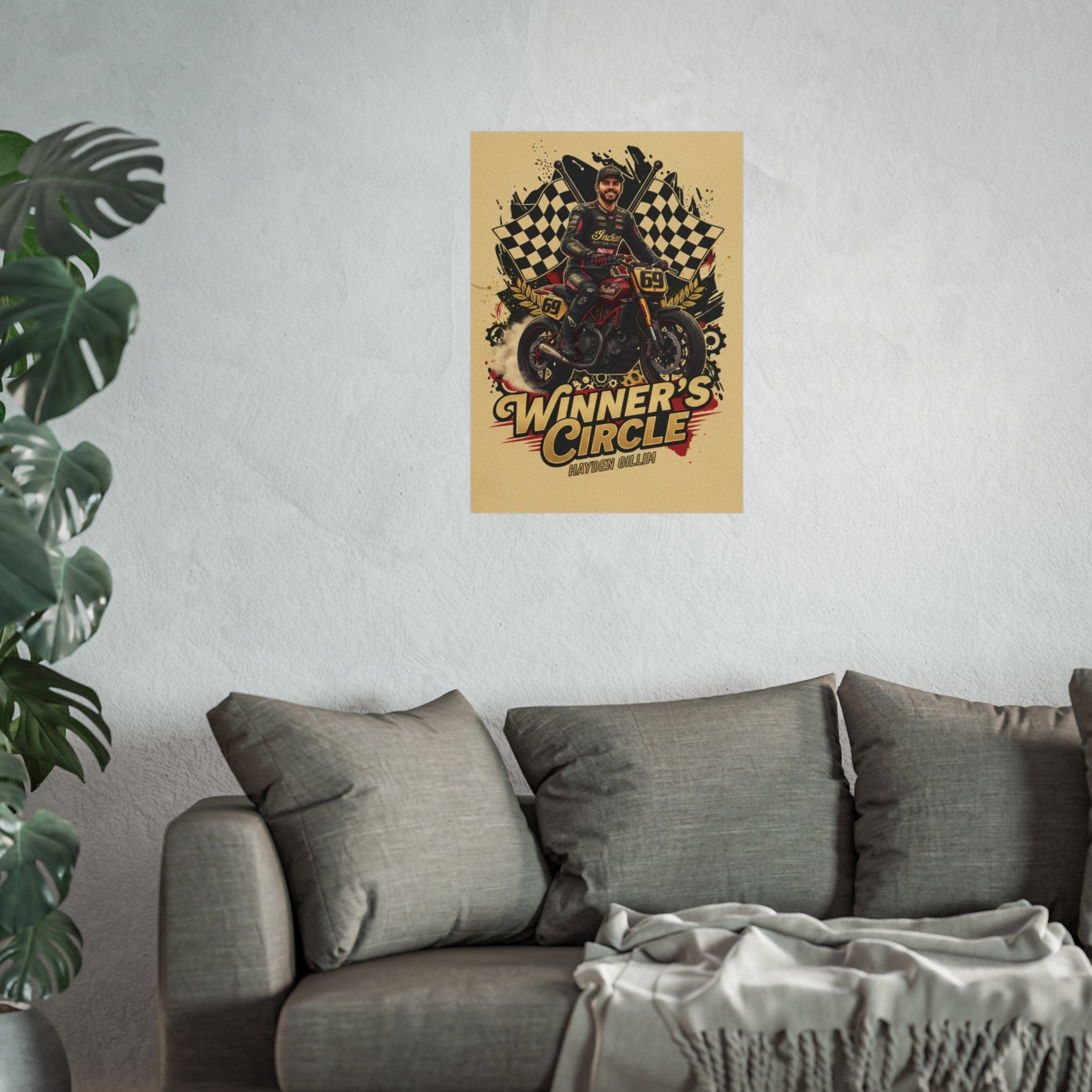 Winner's Circle Motorcycle Poster — Vintage Racing Fine Art Print