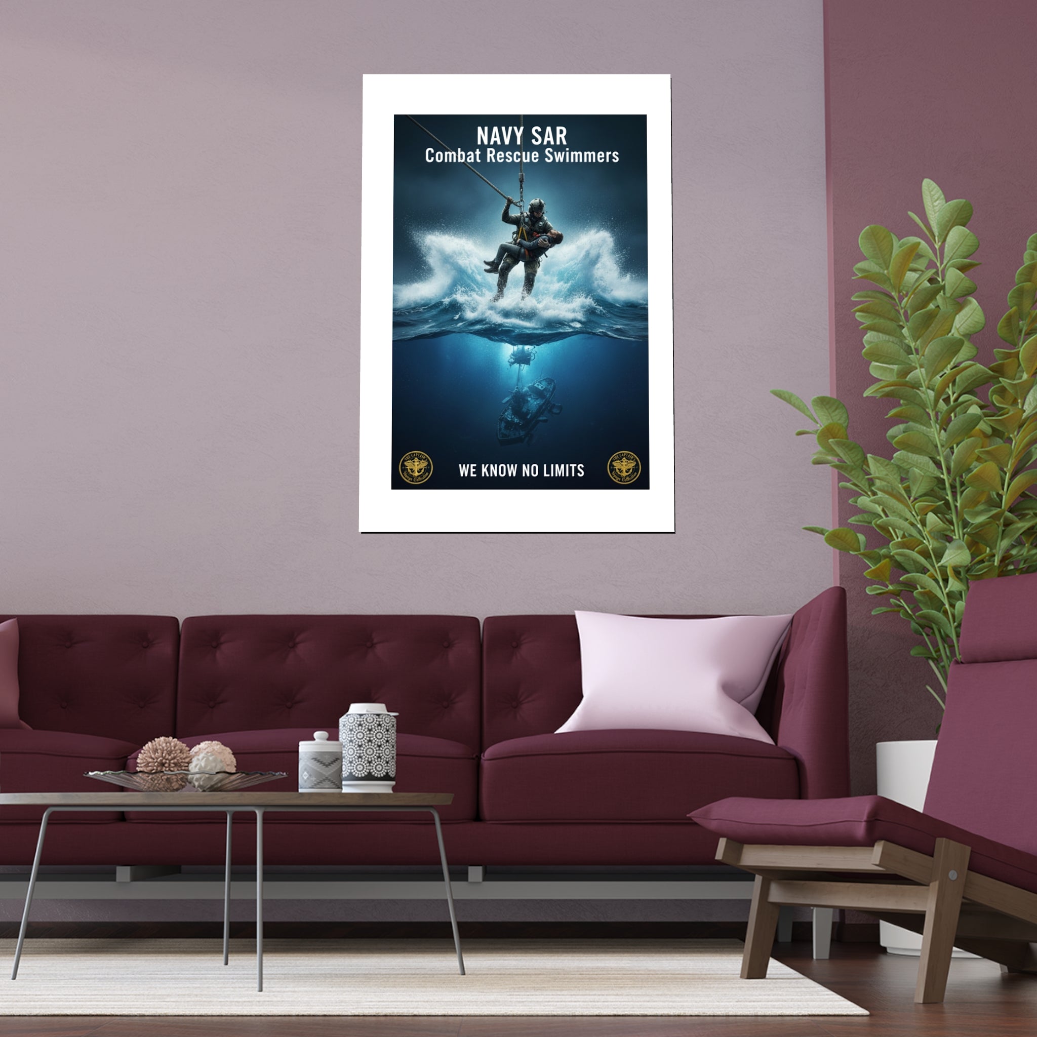 Diver Split-View Silk Poster — Underwater Adventure Wall Art (Indoor/Outdoor)