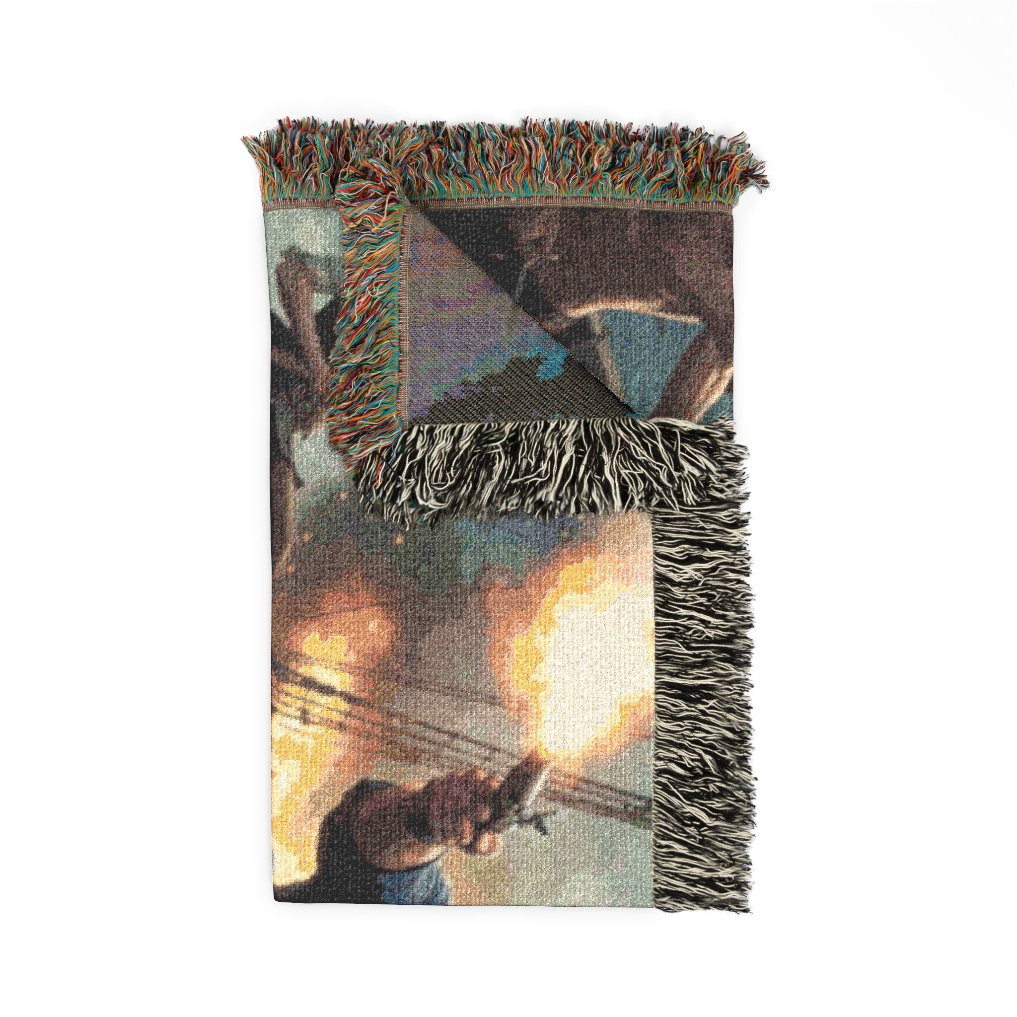 Pirate Captain Throw Blanket — Vintage Ship Battle Woven Tapestry